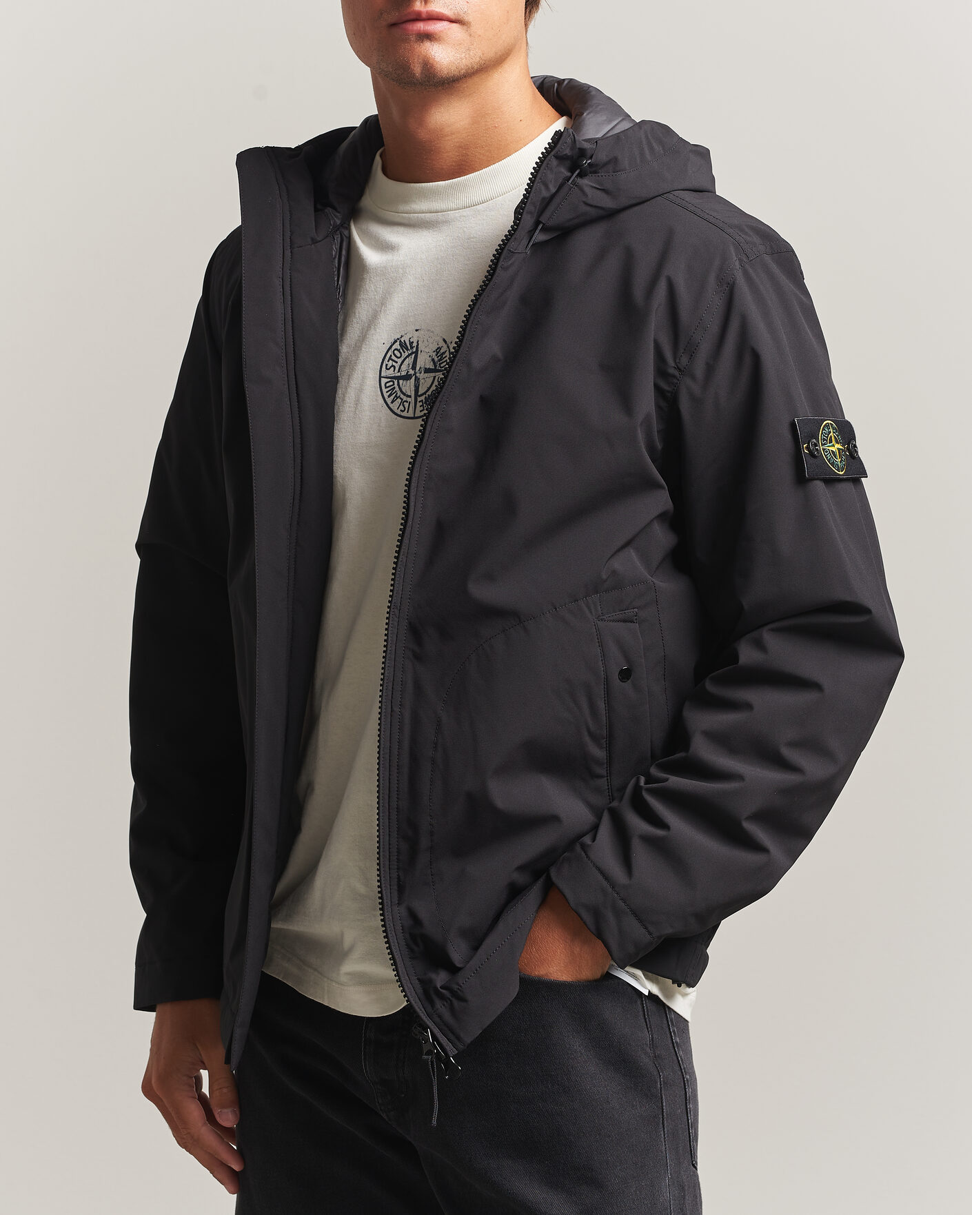 Herre | Jakker | Stone Island | Short Soft Shell Parka Black