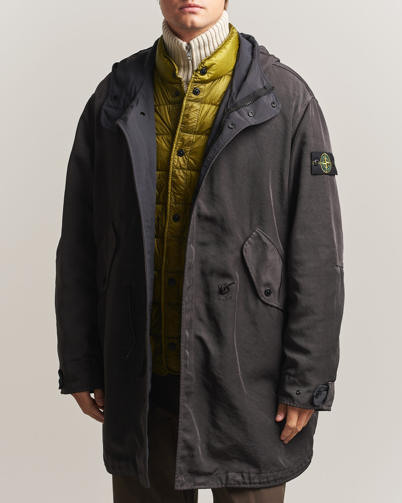 Herre | Jakker | Stone Island | Dense Oxford Nylon TC Fishtail Parka Lead Grey