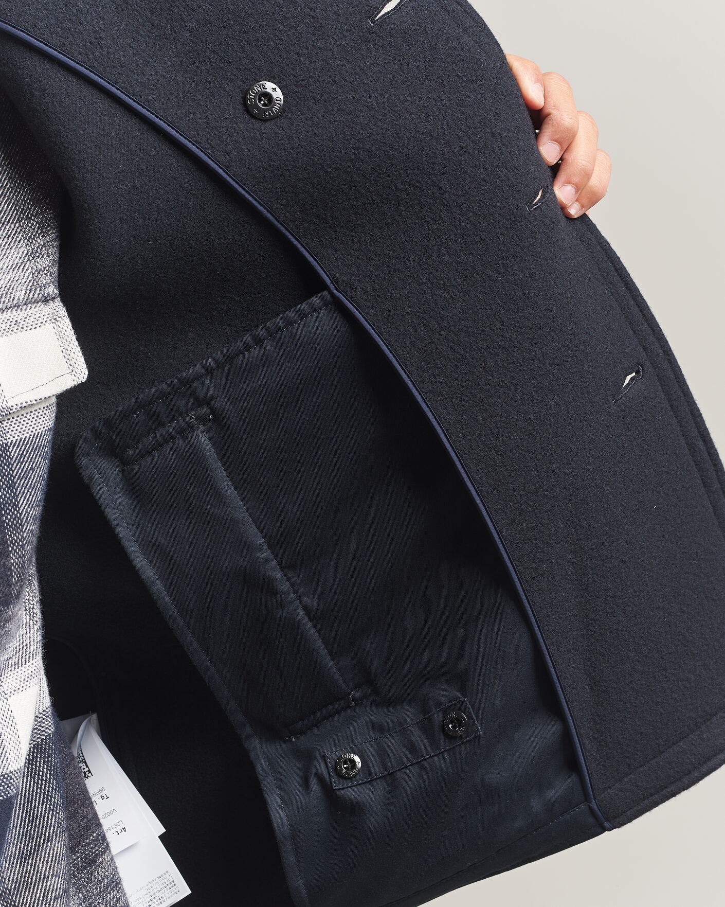 Herre | Jakker | Stone Island | Heavy Melton Wool Peacoat Navy Blue