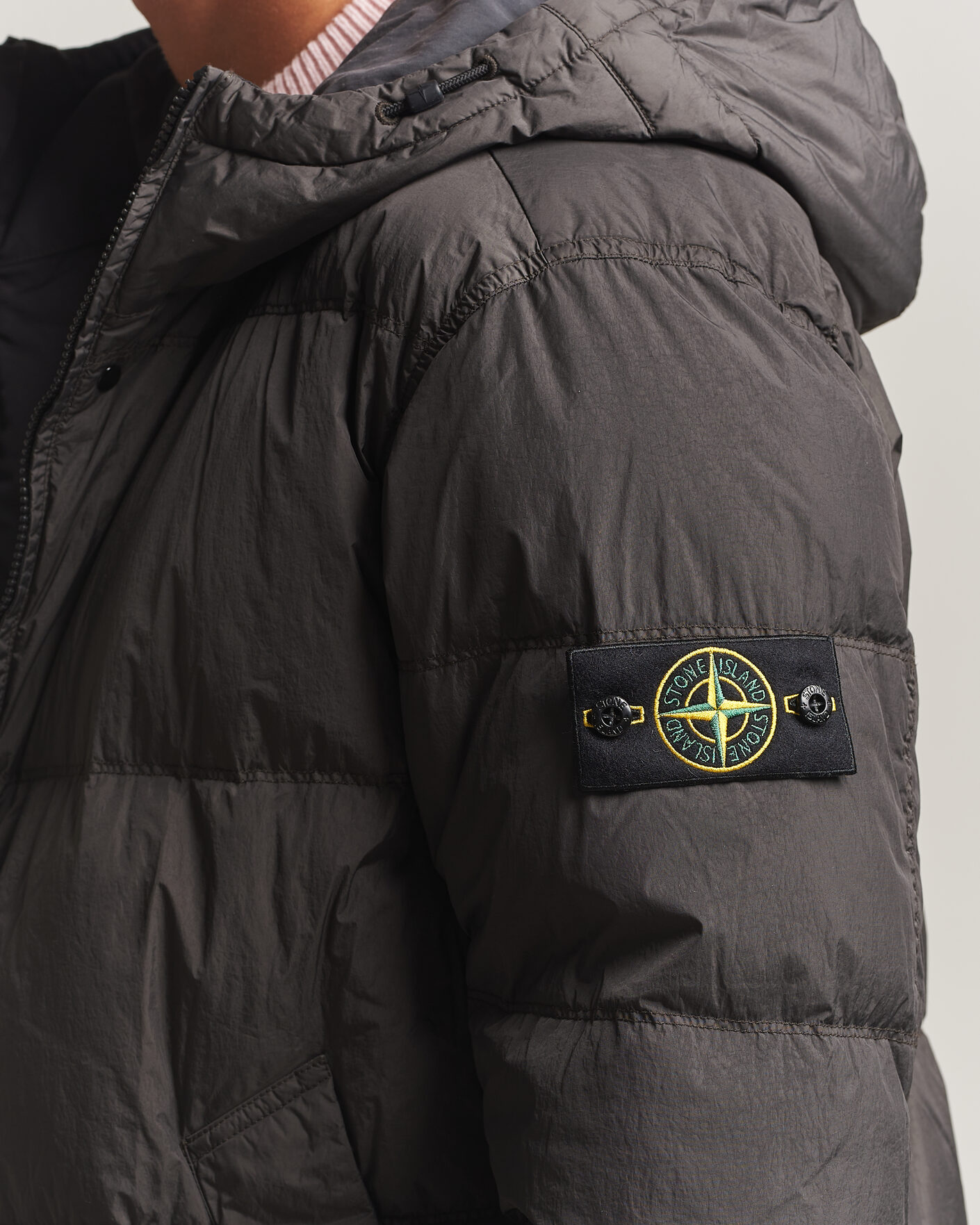 Herre | Jakker | Stone Island | Crinkle Reps Padded Hood Down Jacket Grey