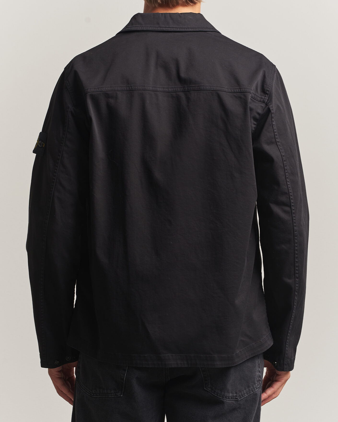 Herre | Skjorter | Stone Island | Organic Cotton Satin Stretch Zip Overshirt Black