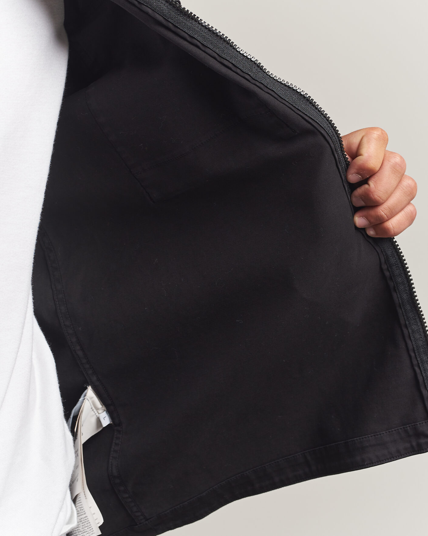 Herre | Skjorter | Stone Island | Organic Cotton Satin Stretch Zip Overshirt Black