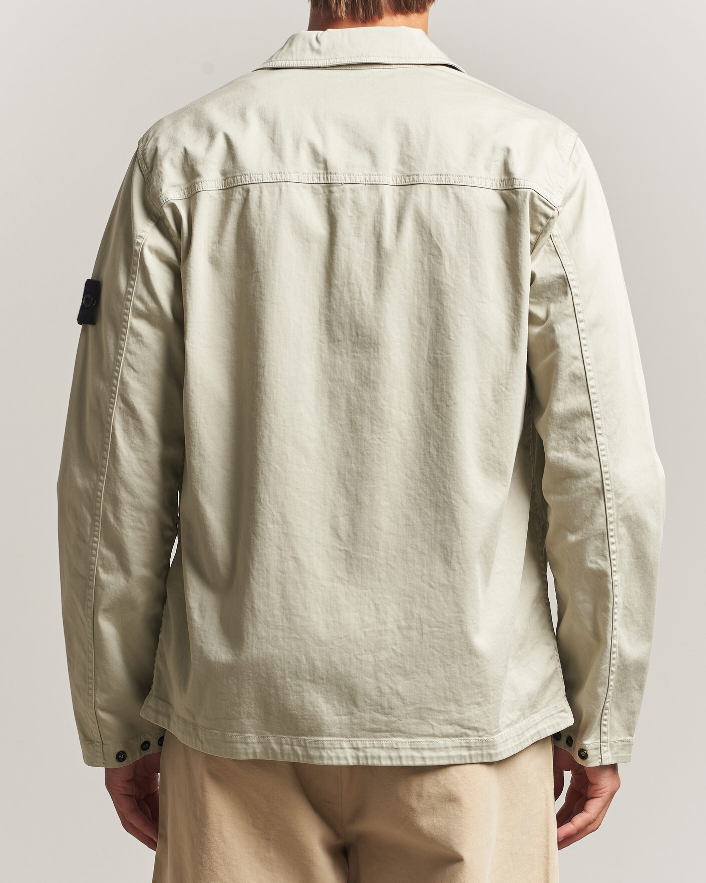 Herre | Skjorter | Stone Island | Organic Cotton Satin Stretch Zip Overshirt Sand