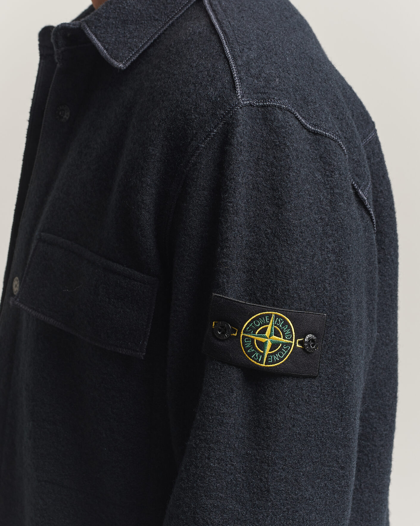 Herre | Skjorter | Stone Island | Micro Bouclé Overshirt Navy Blue
