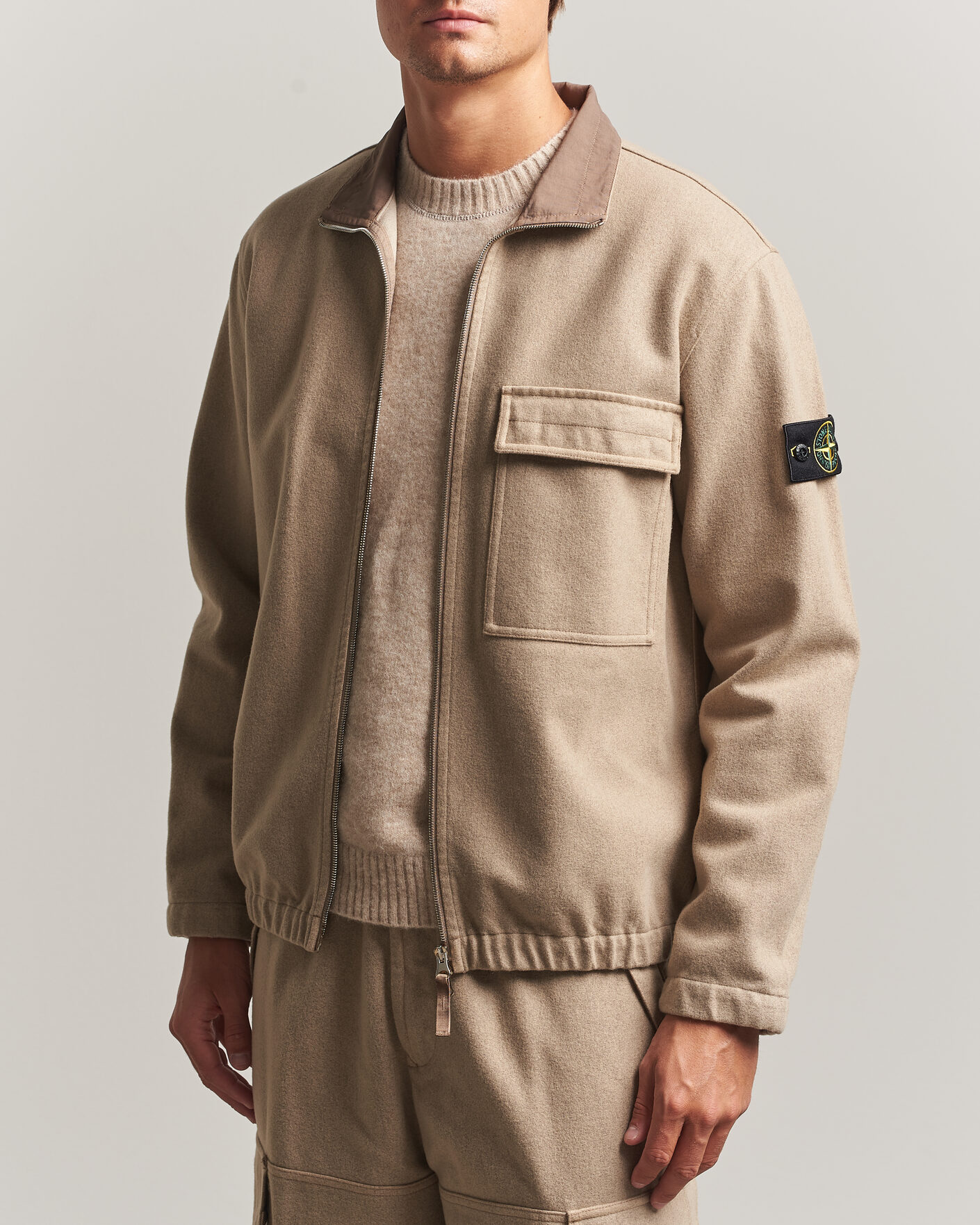 Herre | Jakker | Stone Island | Wool/Nylon Flannel Jacket Biscuit