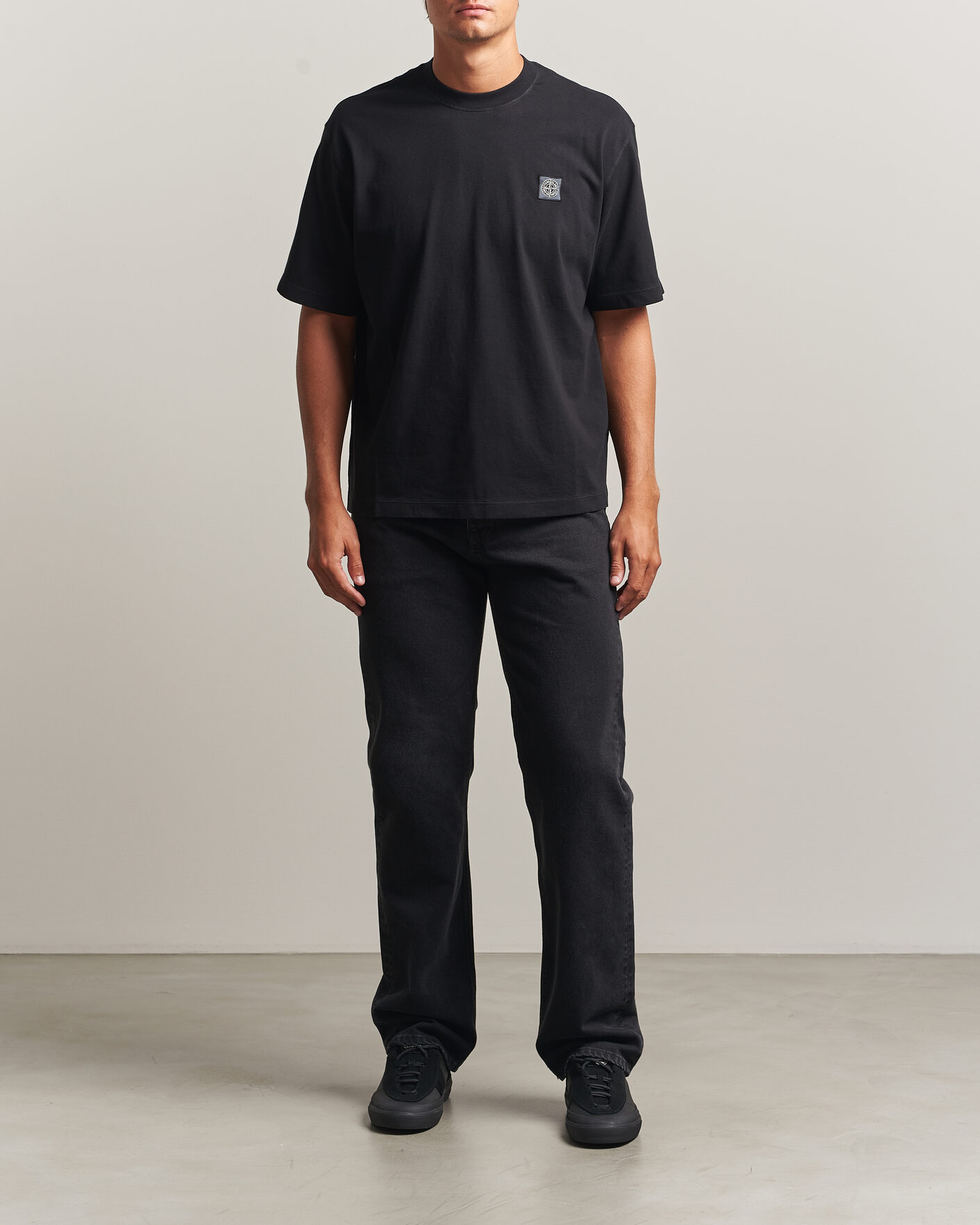 Herre | T-Shirts | Stone Island | Combed Organic Cotton T-Shirt Black