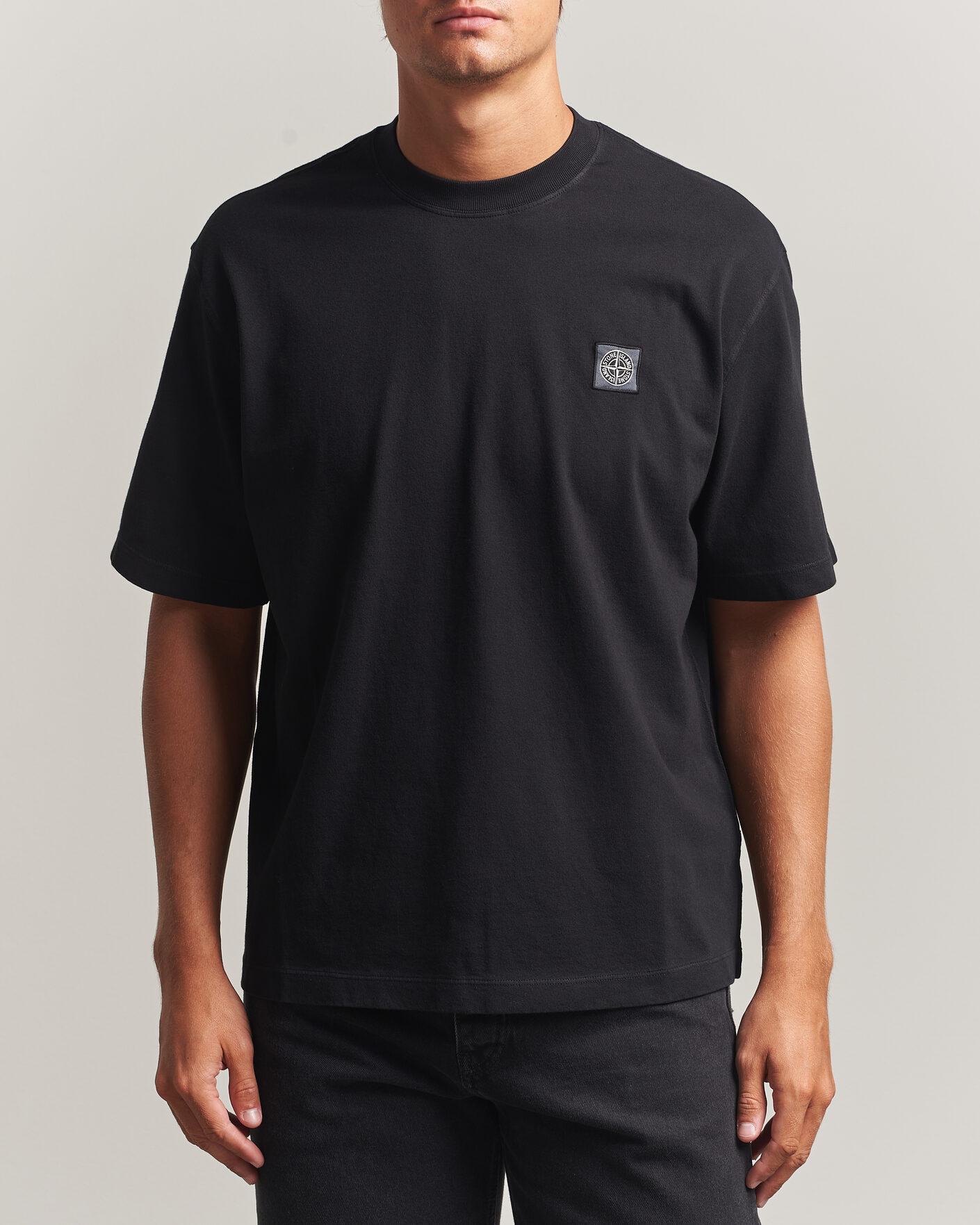 Herre | T-Shirts | Stone Island | Combed Organic Cotton T-Shirt Black