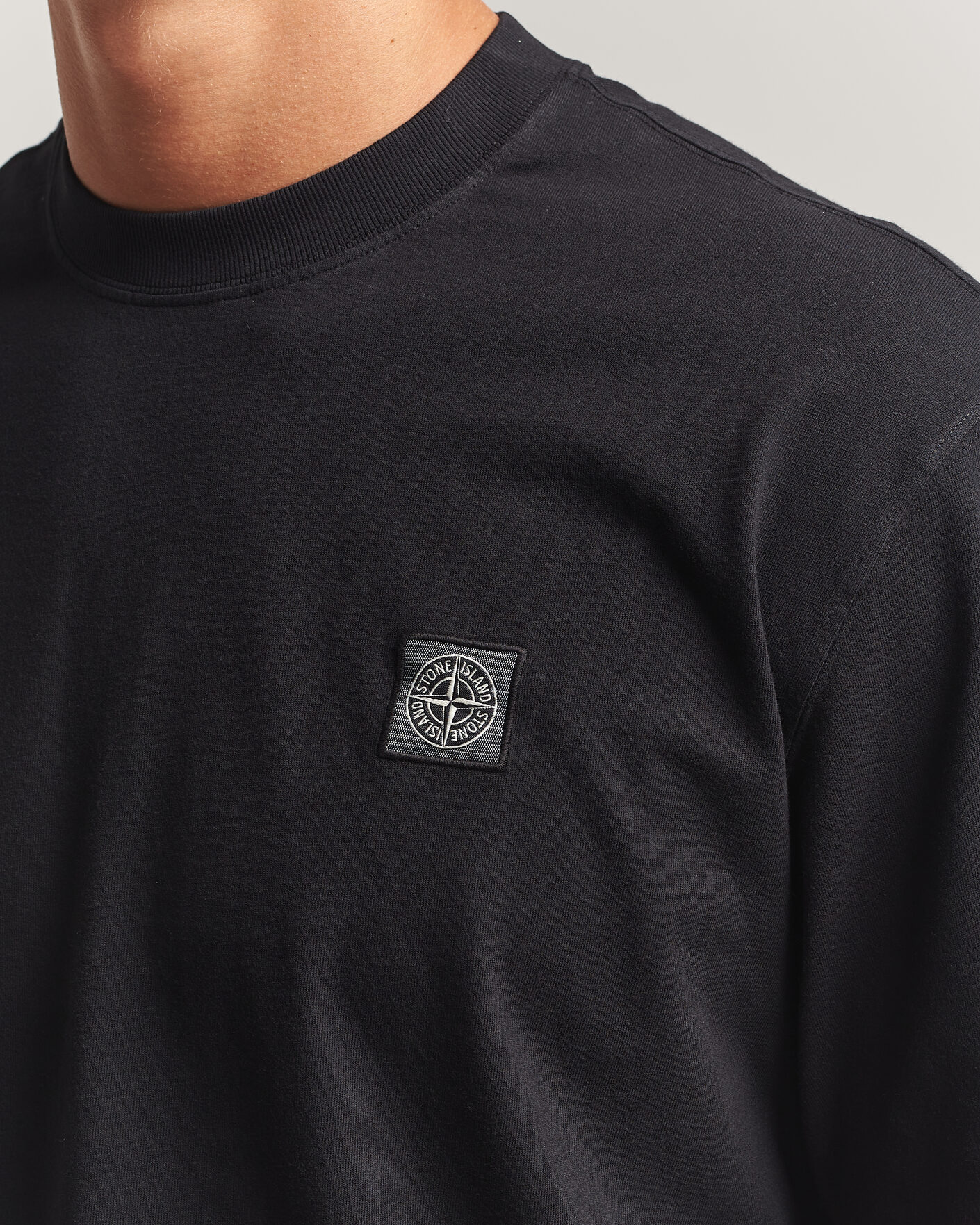 Herre | T-Shirts | Stone Island | Combed Organic Cotton T-Shirt Black