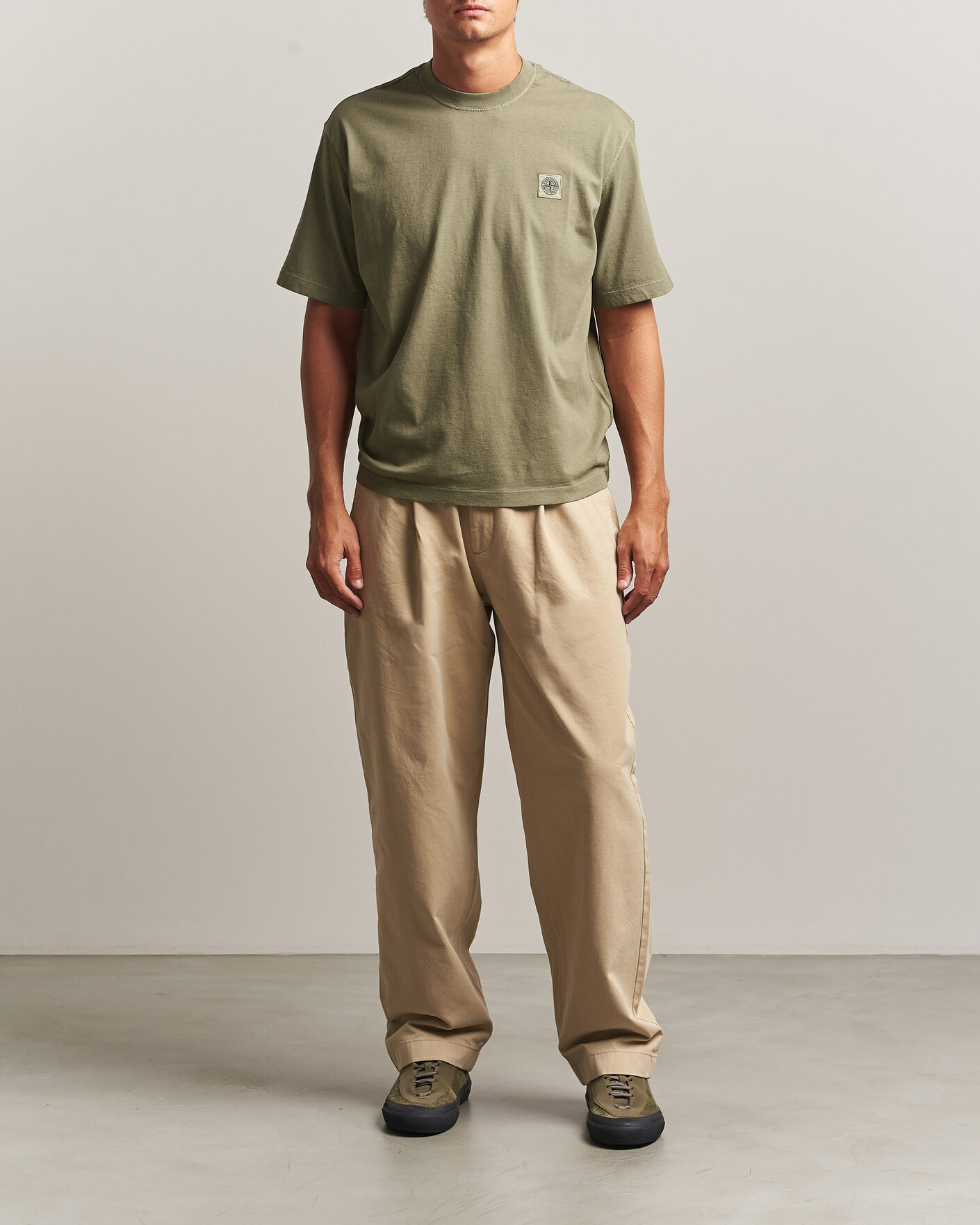 Herre | T-Shirts | Stone Island | Combed Organic Cotton T-Shirt Miltary Green
