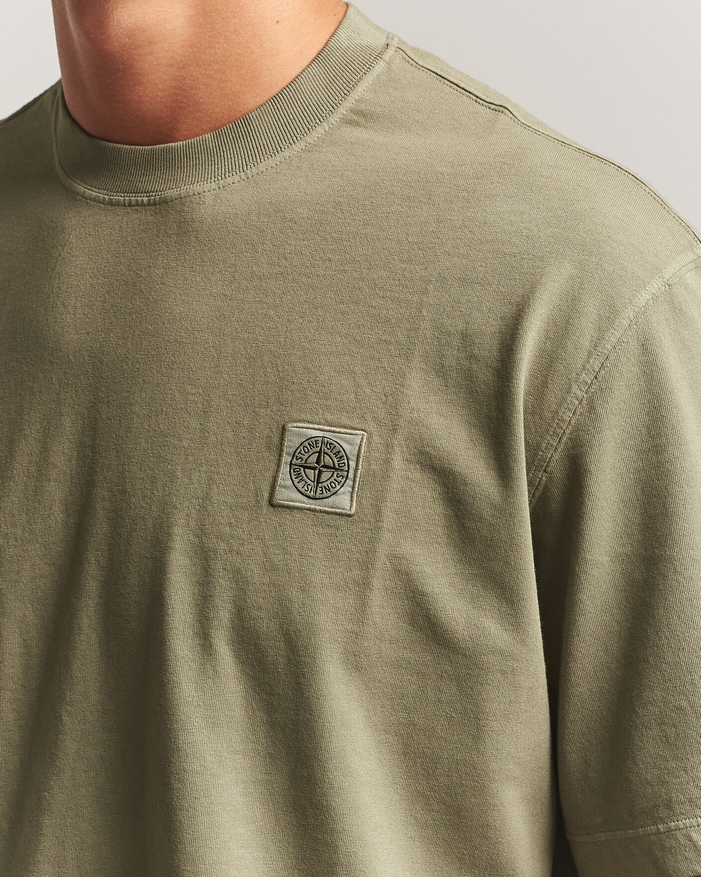 Herre | T-Shirts | Stone Island | Combed Organic Cotton T-Shirt Miltary Green