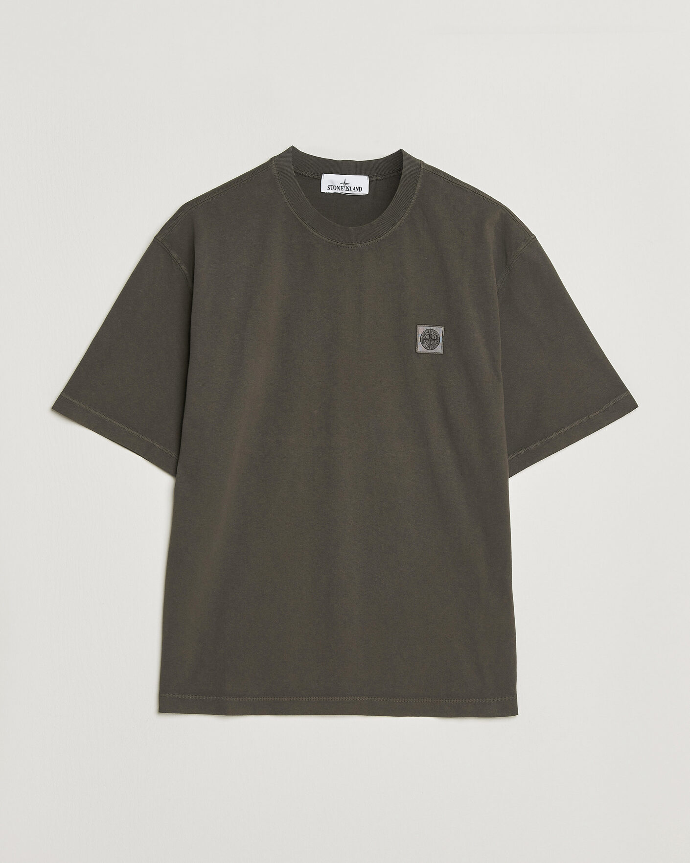 Herre | T-Shirts | Stone Island | Combed Organic Cotton T-Shirt Coal Grey