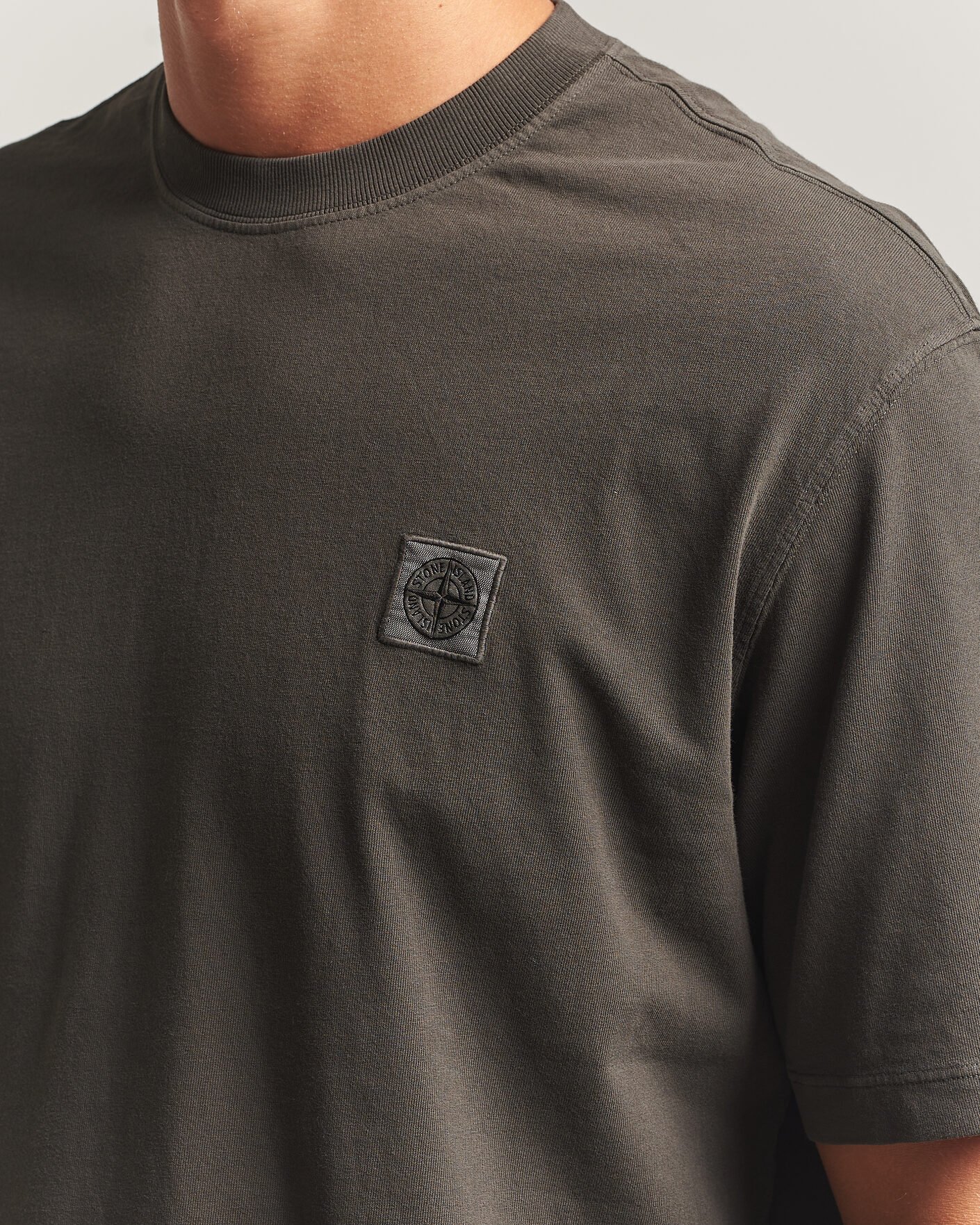 Herre | T-Shirts | Stone Island | Combed Organic Cotton T-Shirt Coal Grey