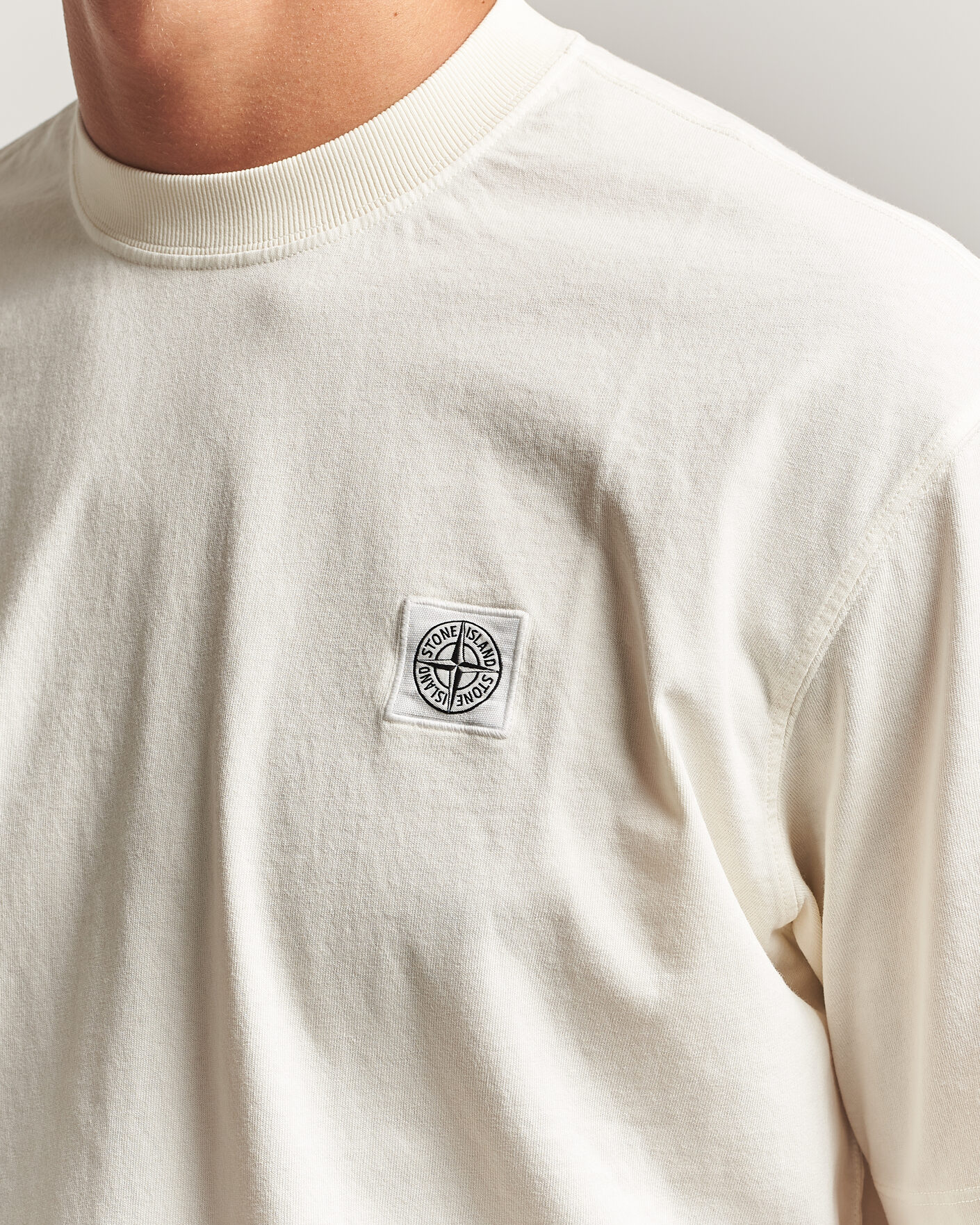 Herre | T-Shirts | Stone Island | Combed Organic Cotton T-Shirt Ivory