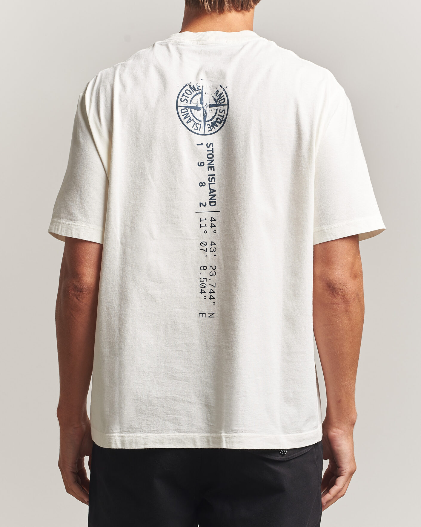 Herre | T-Shirts | Stone Island | Vertical Placement Print Cotton T-Shirt Ivory