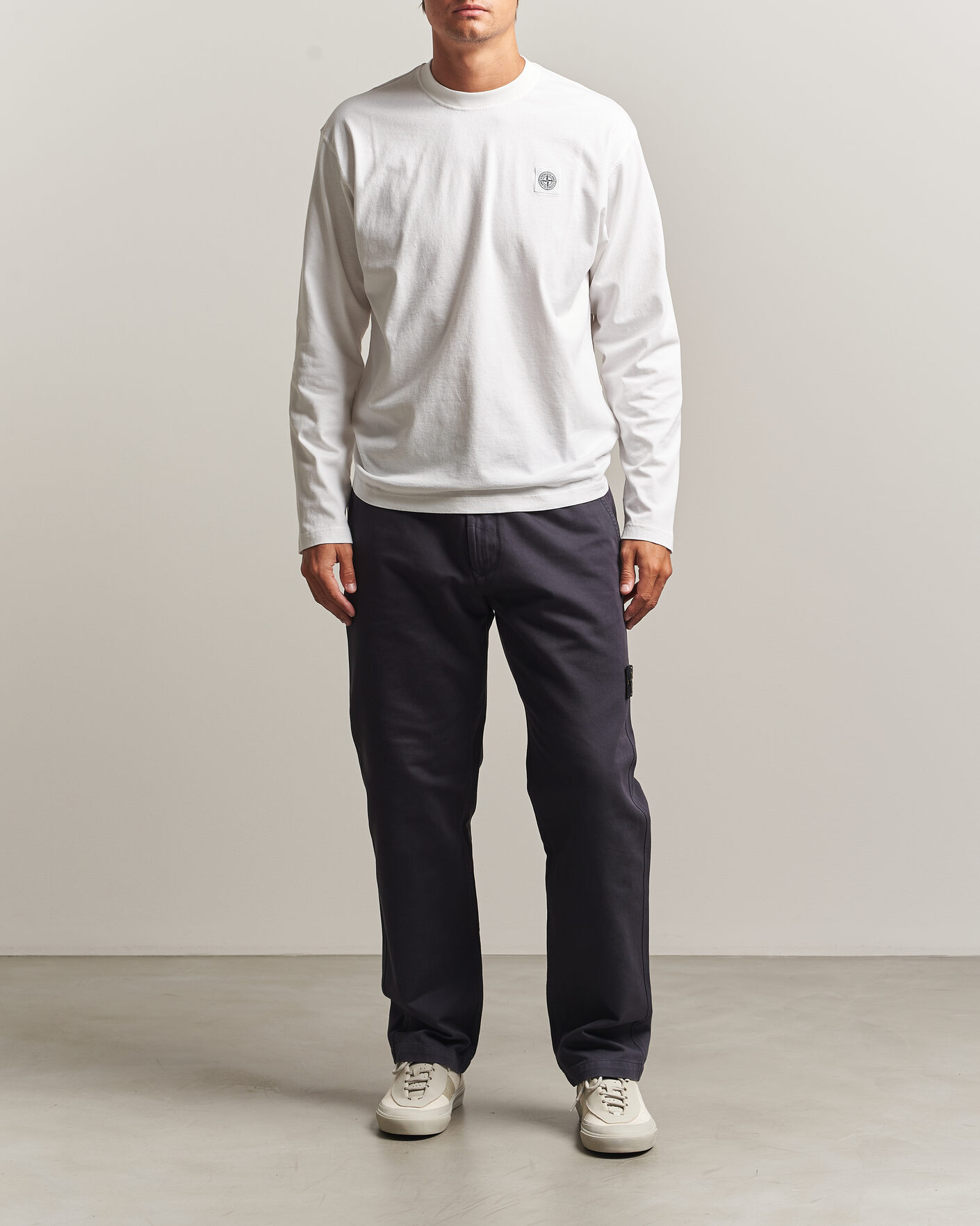 Herre | T-Shirts | Stone Island | Organic Cotton Jersey Long Sleeve T-Shirt White
