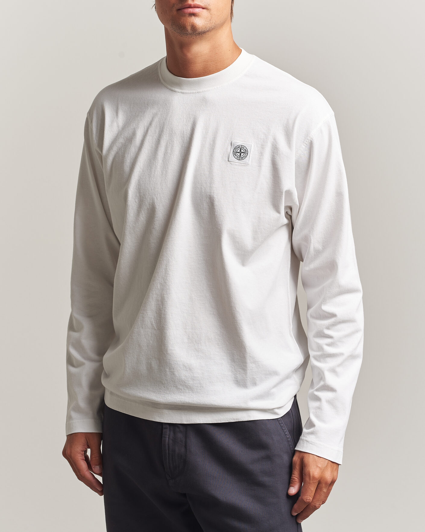 Herre | T-Shirts | Stone Island | Organic Cotton Jersey Long Sleeve T-Shirt White