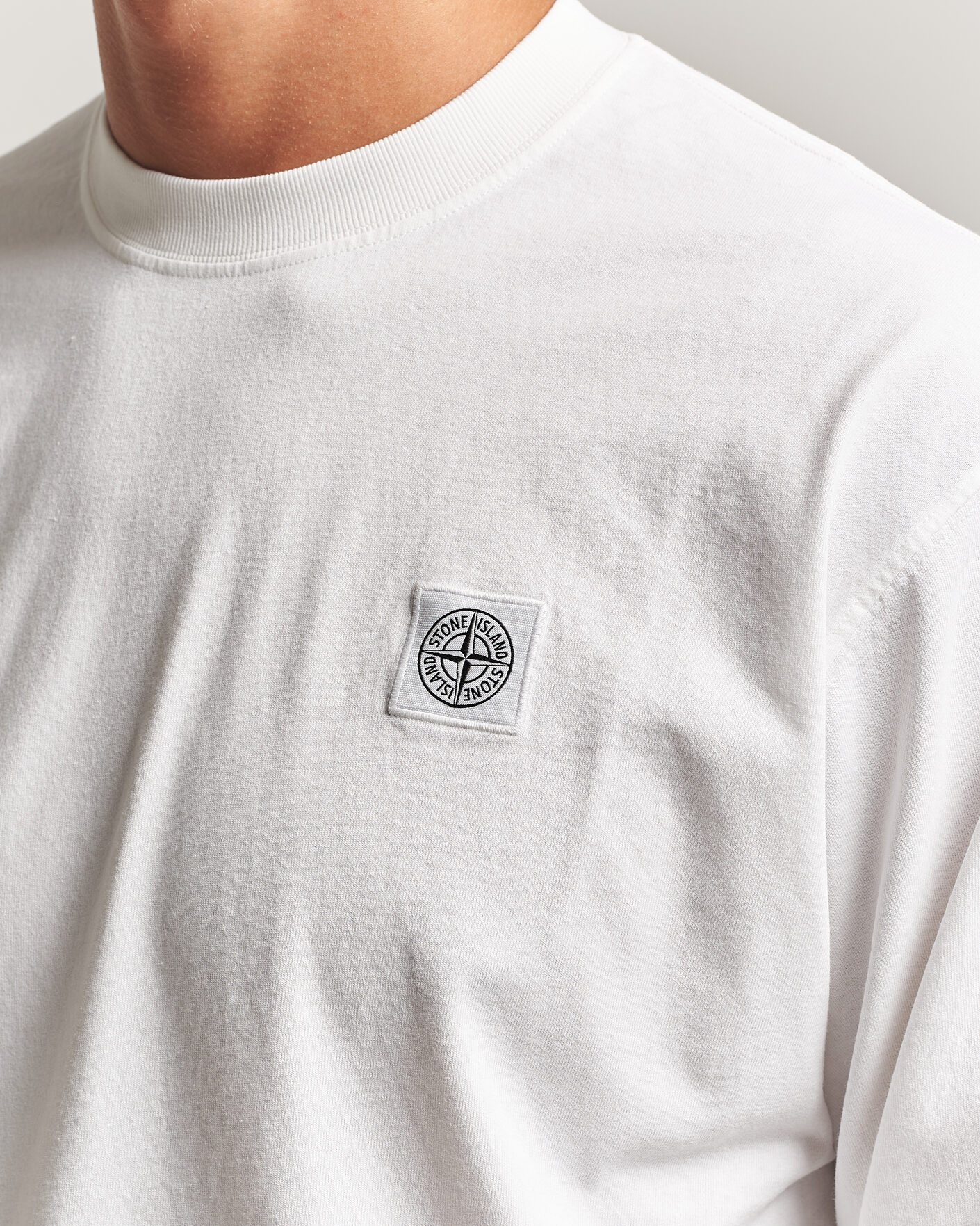 Herre | T-Shirts | Stone Island | Organic Cotton Jersey Long Sleeve T-Shirt White