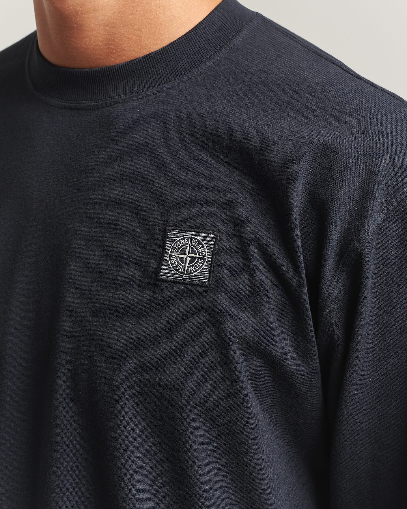 Herre | T-Shirts | Stone Island | Organic Cotton Jersey Long Sleeve T-Shirt Navy Blue