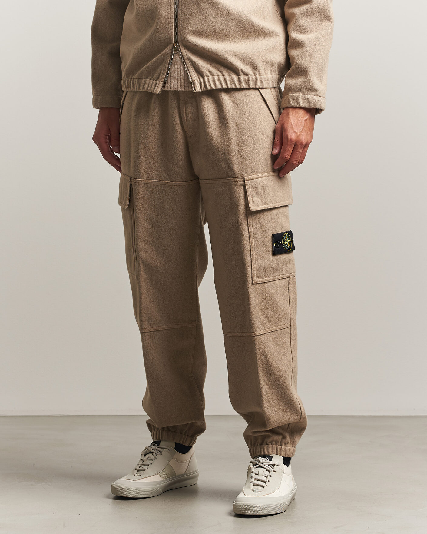 Herre | Bukser | Stone Island | Wool/Nylon Flannel Cargo Trousers Biscuit
