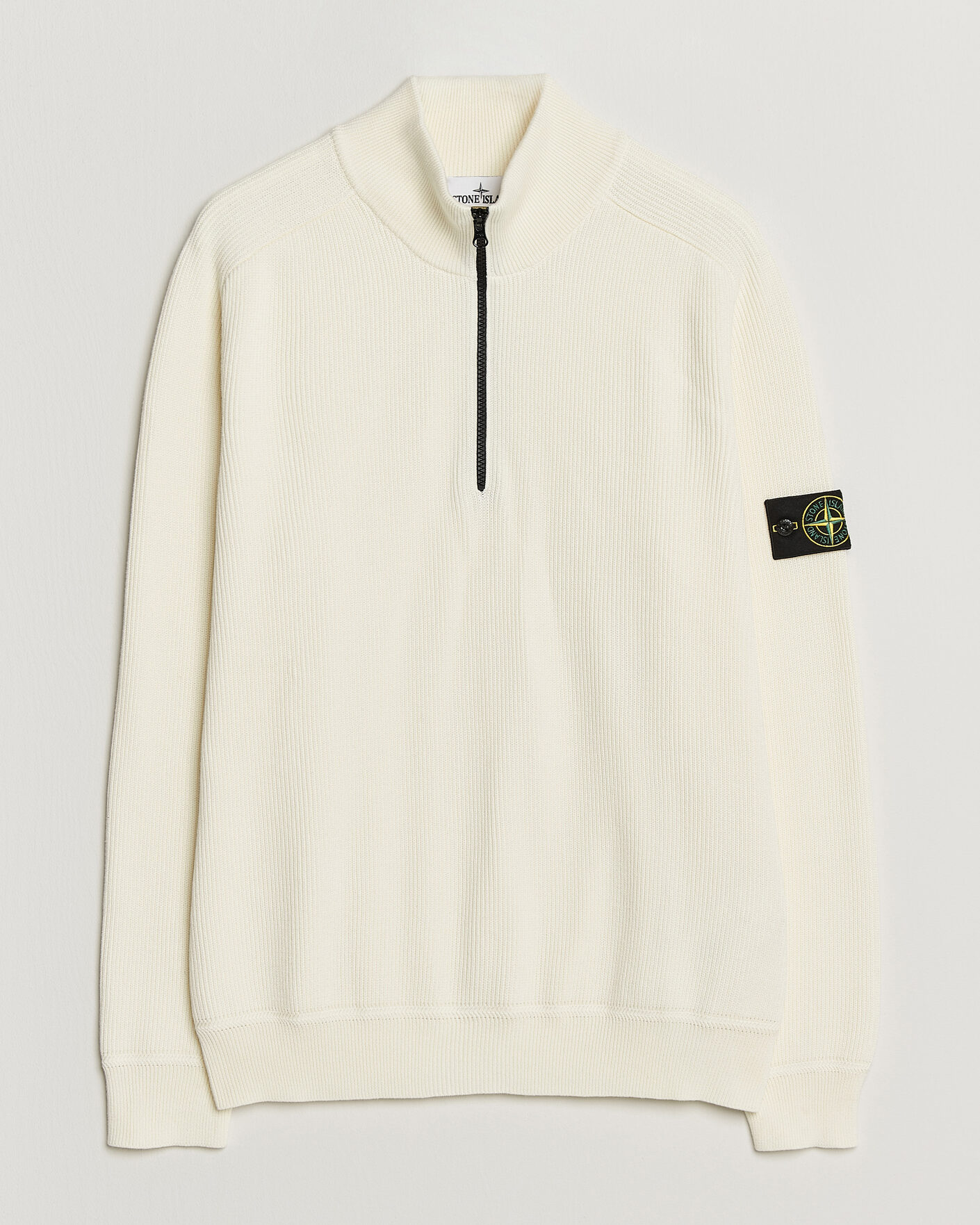 Herre | Trøjer | Stone Island | Ribbed Soft Organic Cotton Half-Zip Ivory