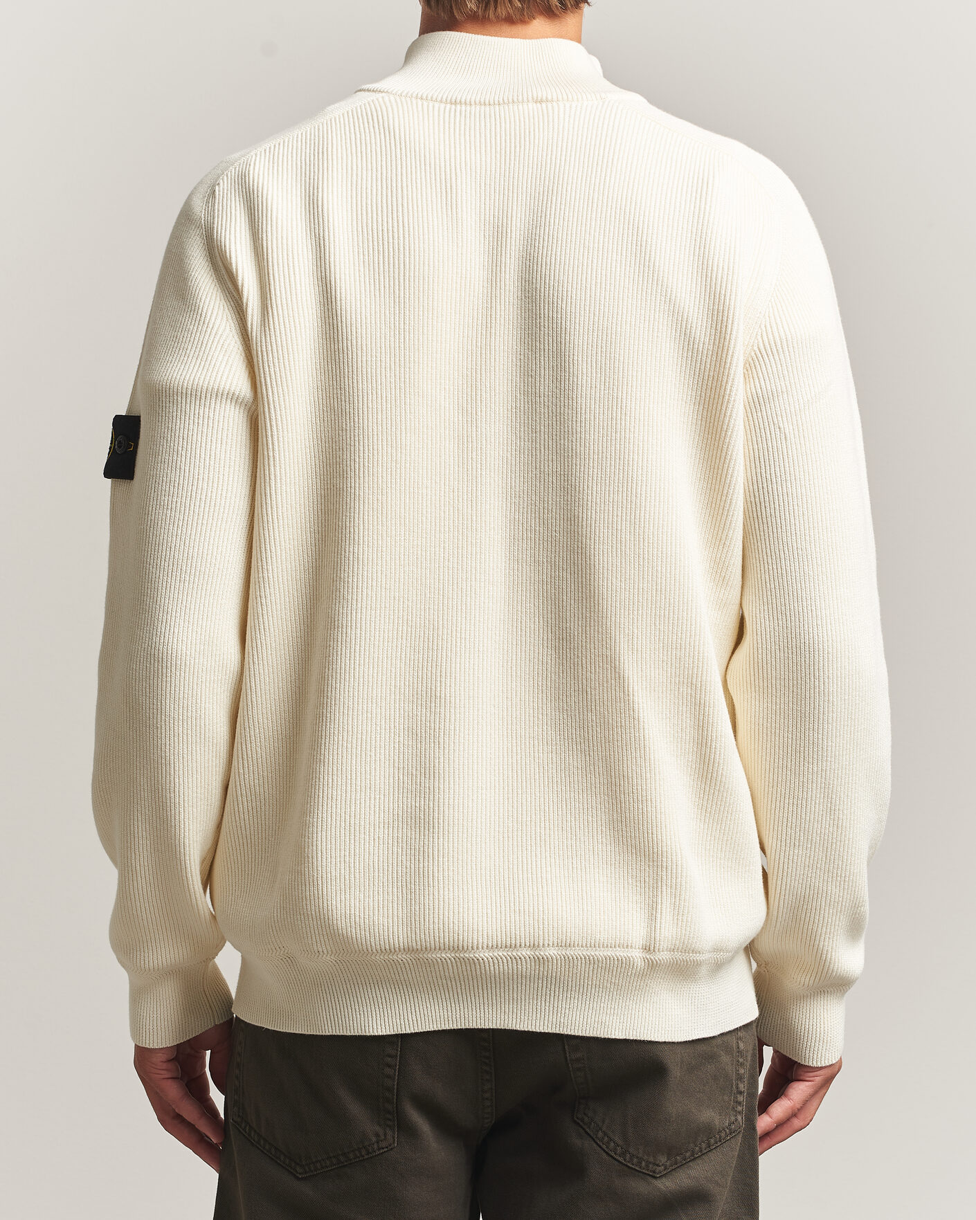 Herre | Trøjer | Stone Island | Ribbed Soft Organic Cotton Half-Zip Ivory