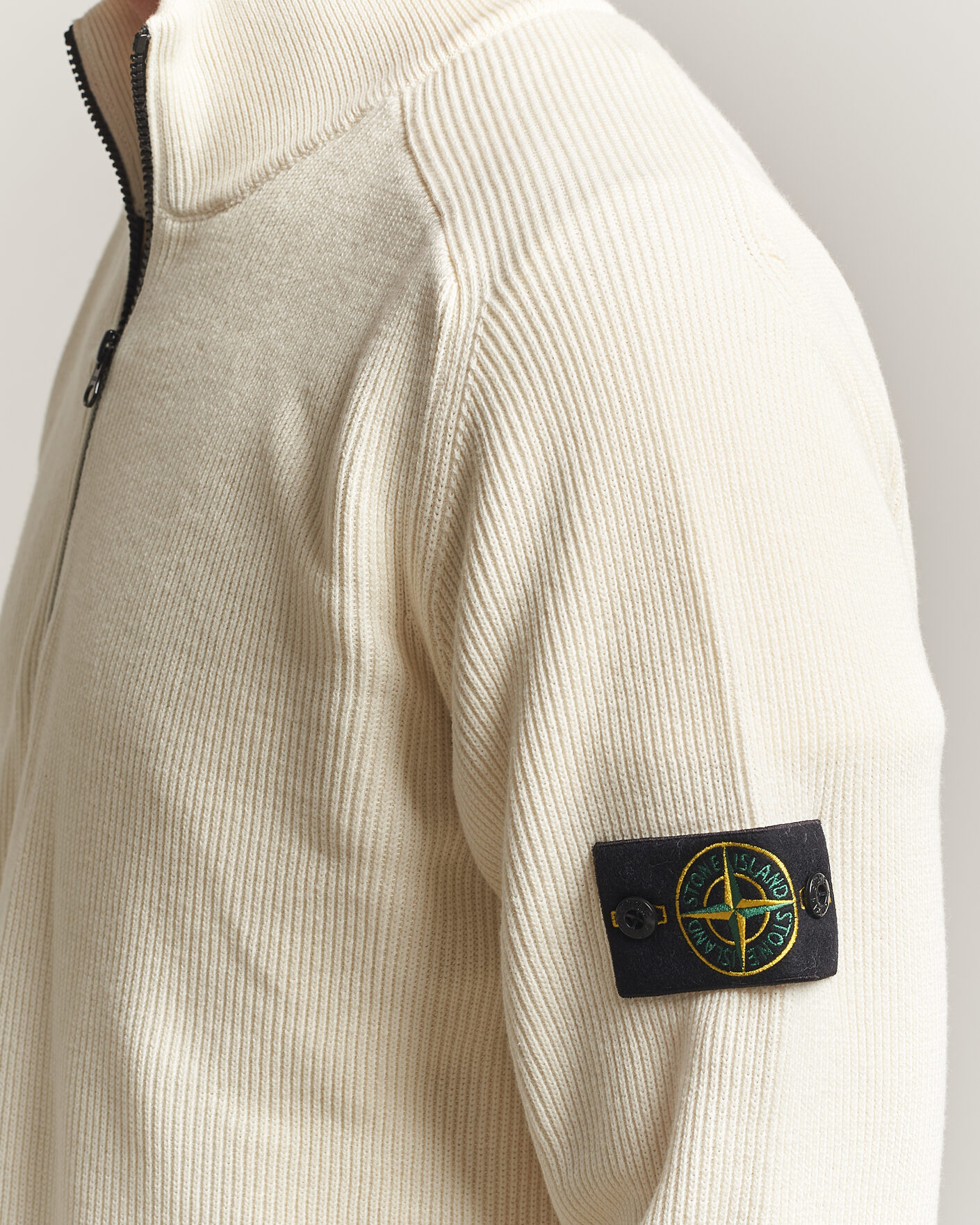 Herre | Trøjer | Stone Island | Ribbed Soft Organic Cotton Half-Zip Ivory