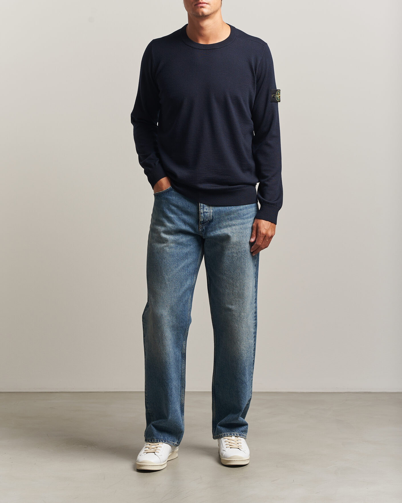 Herre | Trøjer | Stone Island | Light Pure Wool Crew Neck Navy Blue
