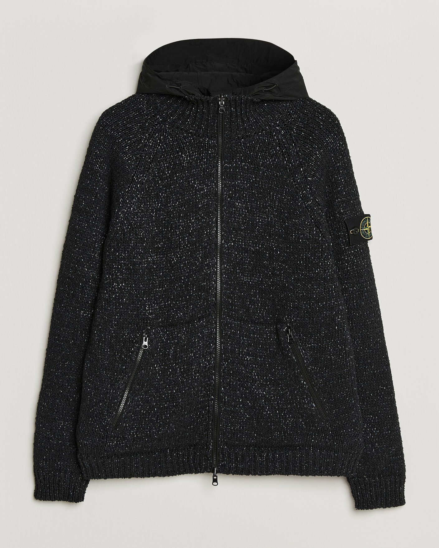 Herre | Trøjer | Stone Island | Brushed Cotton/Nylon Reversible Zip Hood Black