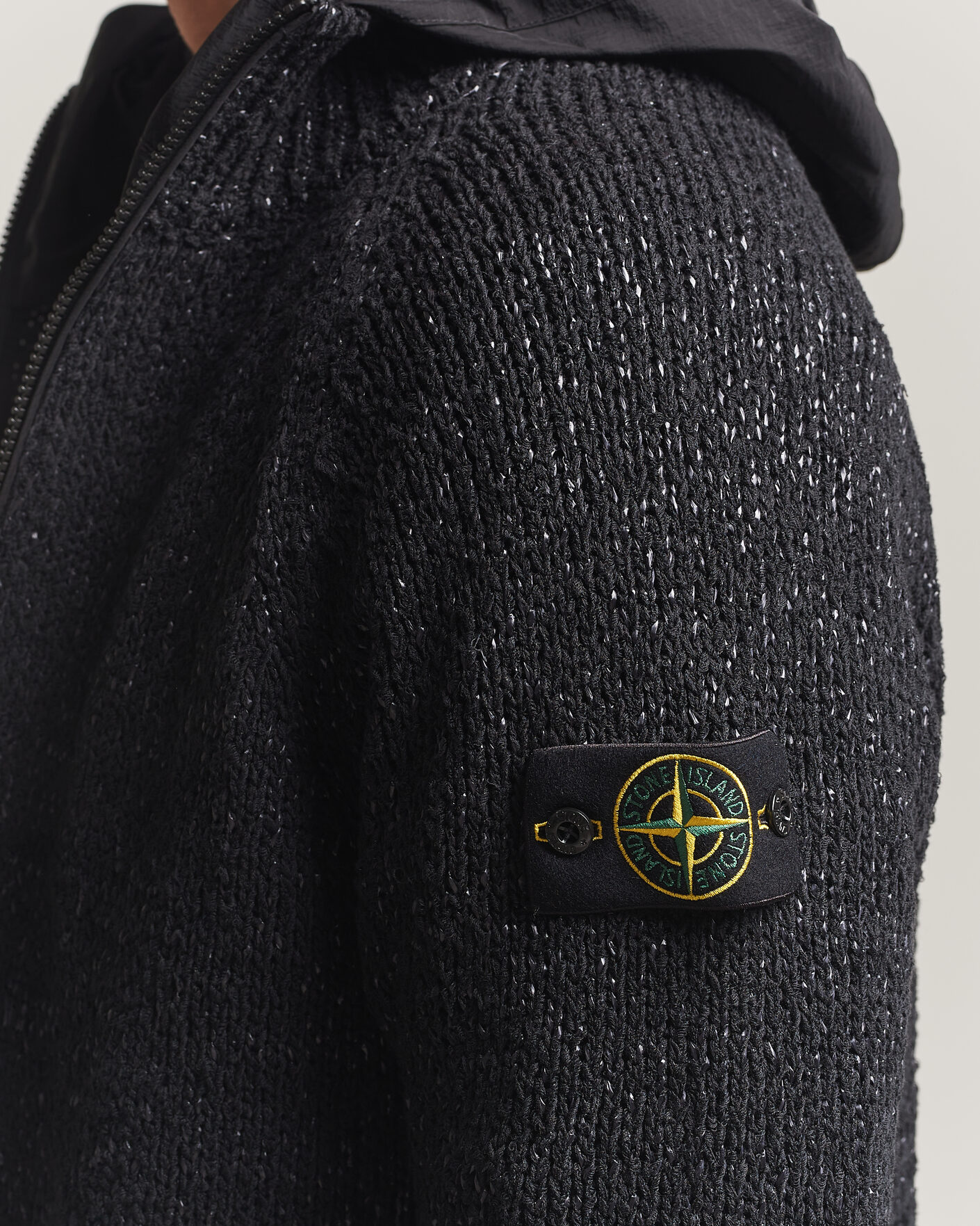 Herre | Trøjer | Stone Island | Brushed Cotton/Nylon Reversible Zip Hood Black