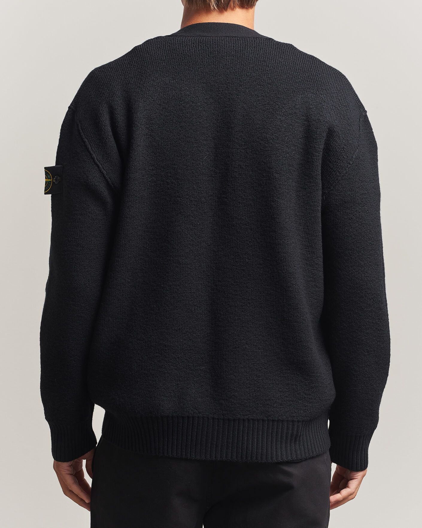 Herre | Trøjer | Stone Island | Textured Stitch Wool Cardigan Black