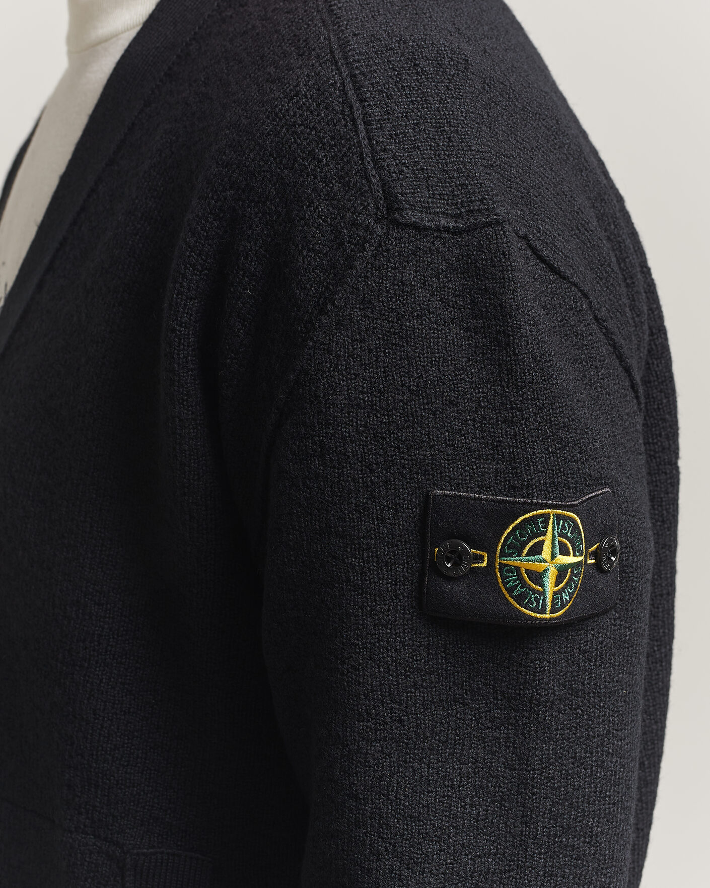 Herre | Trøjer | Stone Island | Textured Stitch Wool Cardigan Black