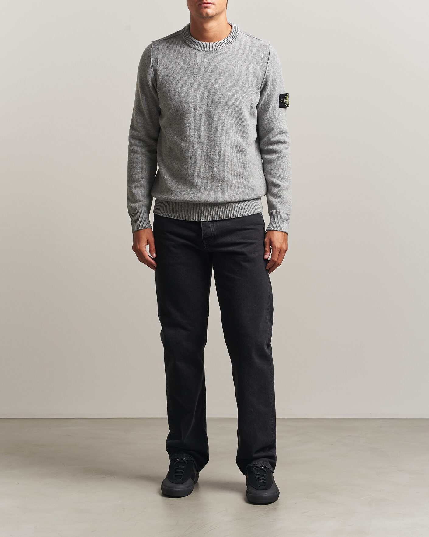 Herre | Trøjer | Stone Island | Knitted Lambswool Crew Neck Grey Melange