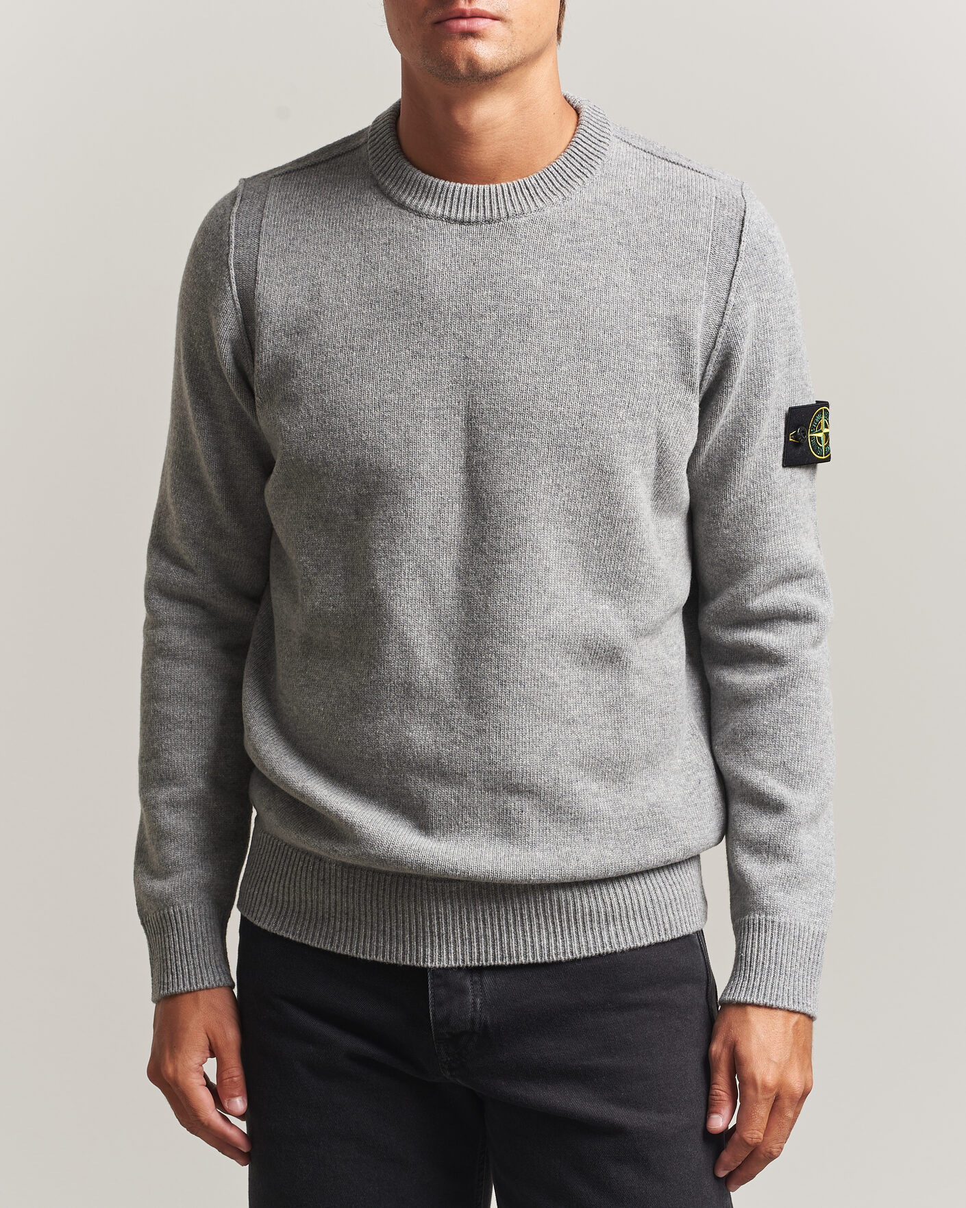 Herre | Trøjer | Stone Island | Knitted Lambswool Crew Neck Grey Melange