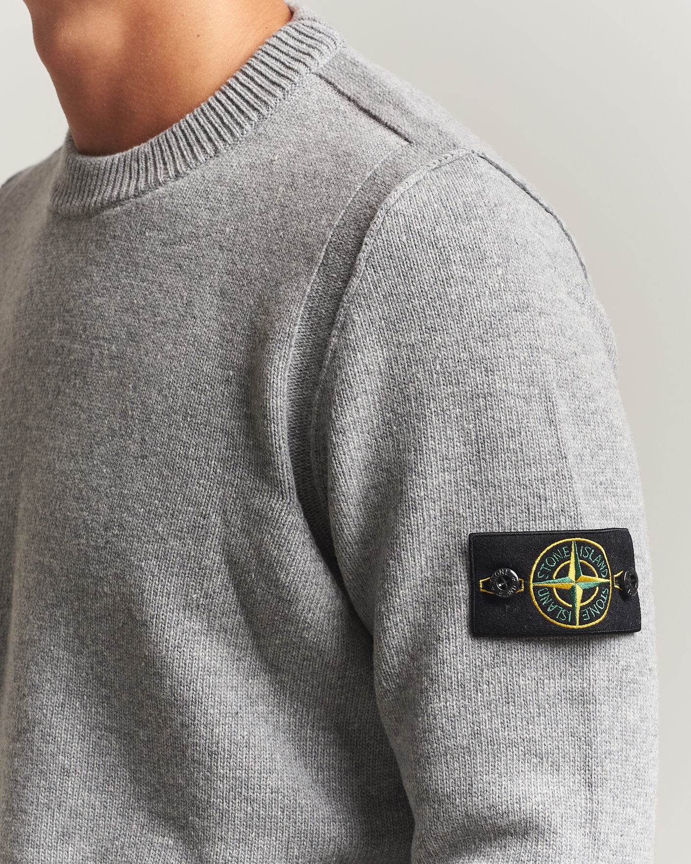 Herre | Trøjer | Stone Island | Knitted Lambswool Crew Neck Grey Melange