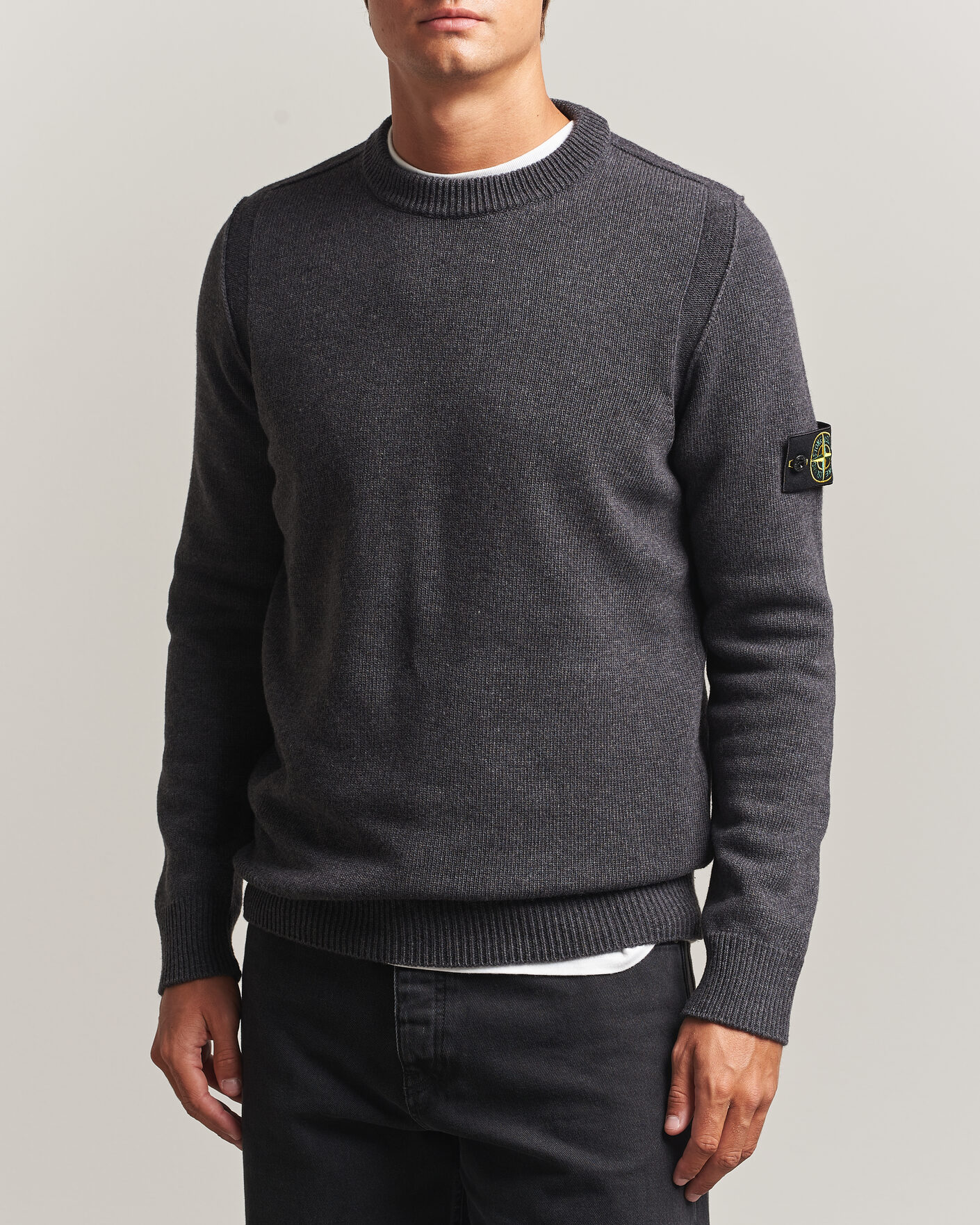 Herre | Trøjer | Stone Island | Knitted Lambswool Crew Neck Melange Lead
