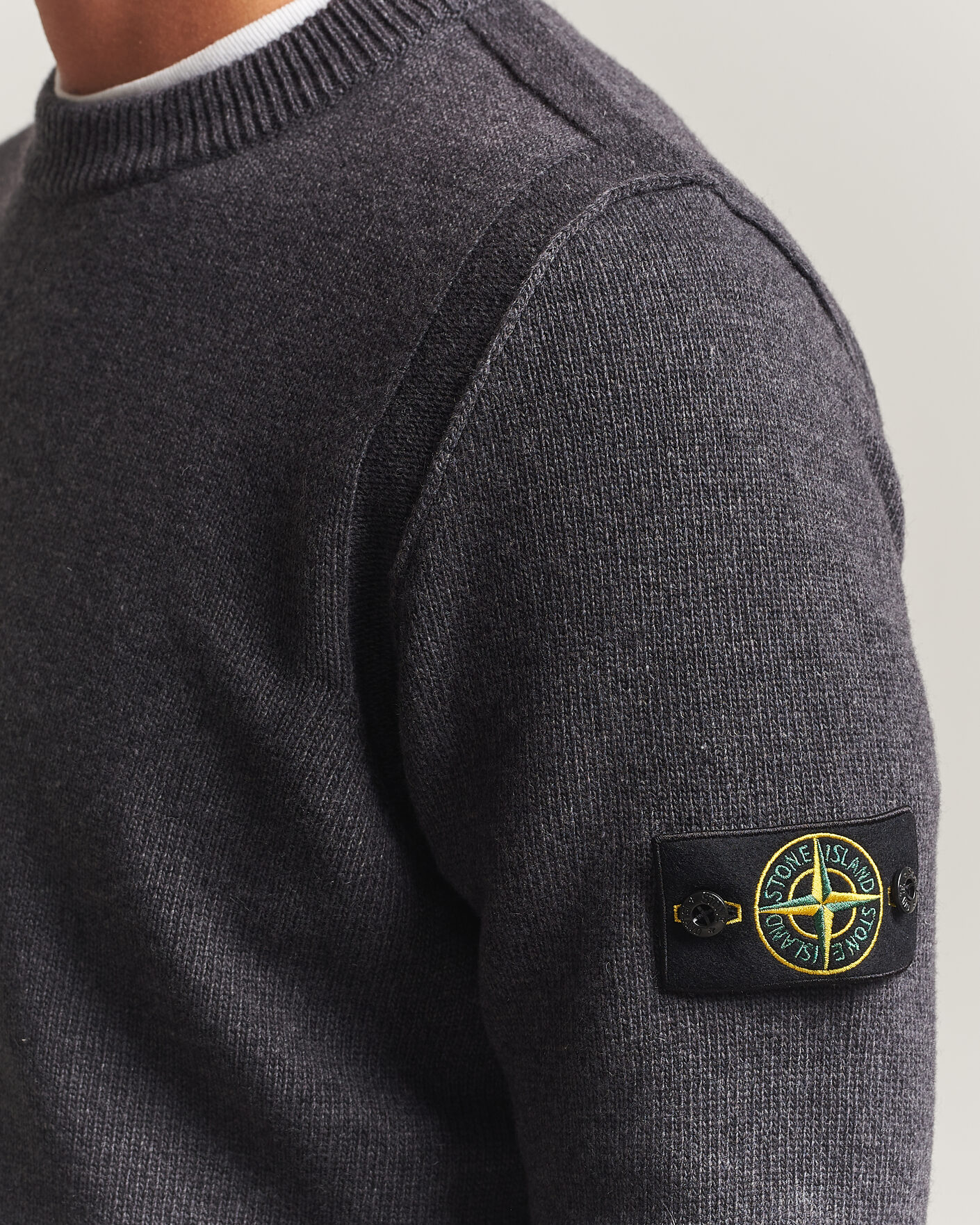 Herre | Trøjer | Stone Island | Knitted Lambswool Crew Neck Melange Lead