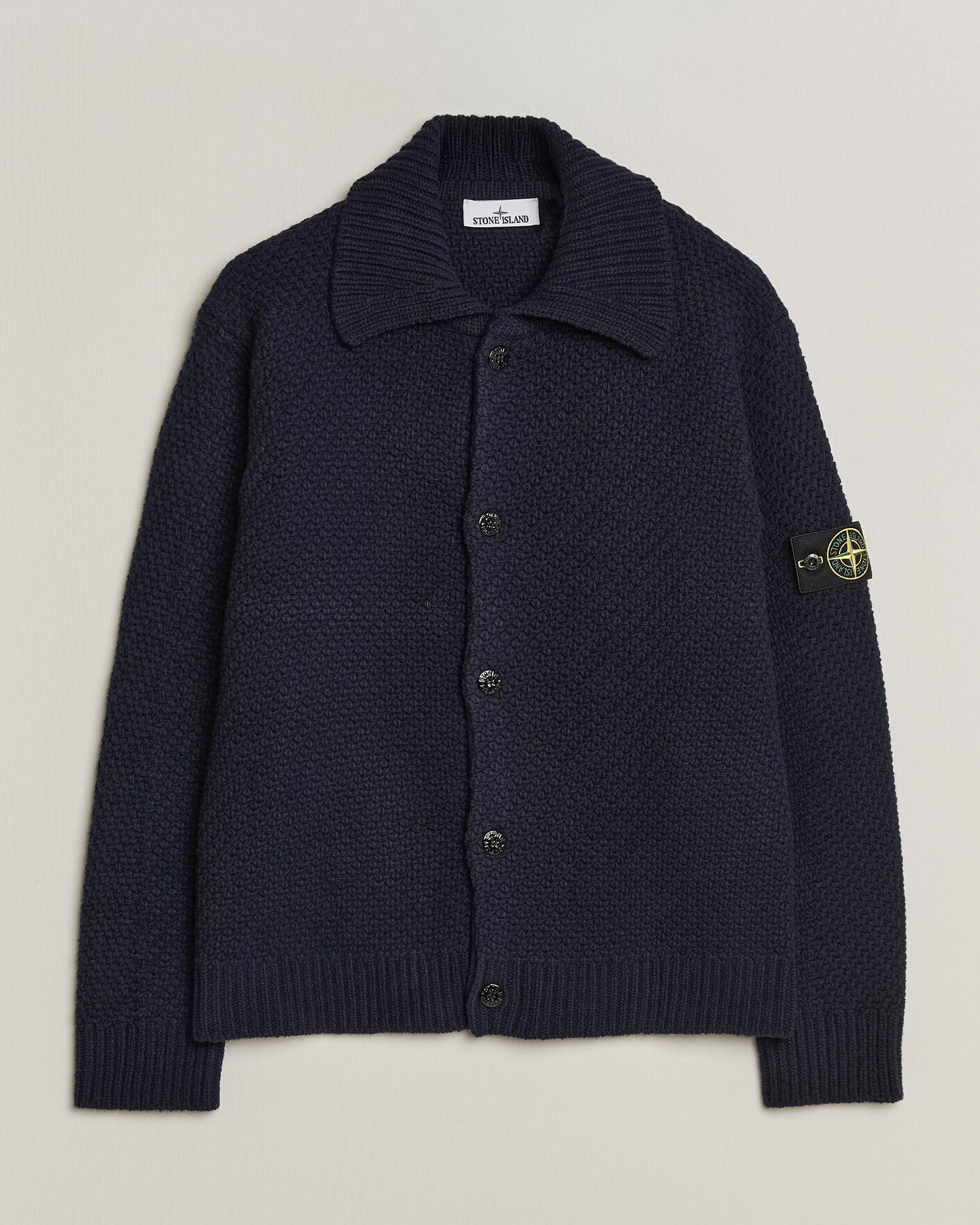 Herre | Trøjer | Stone Island | Basket Stitch Lambswool Cardigan Navy Blue