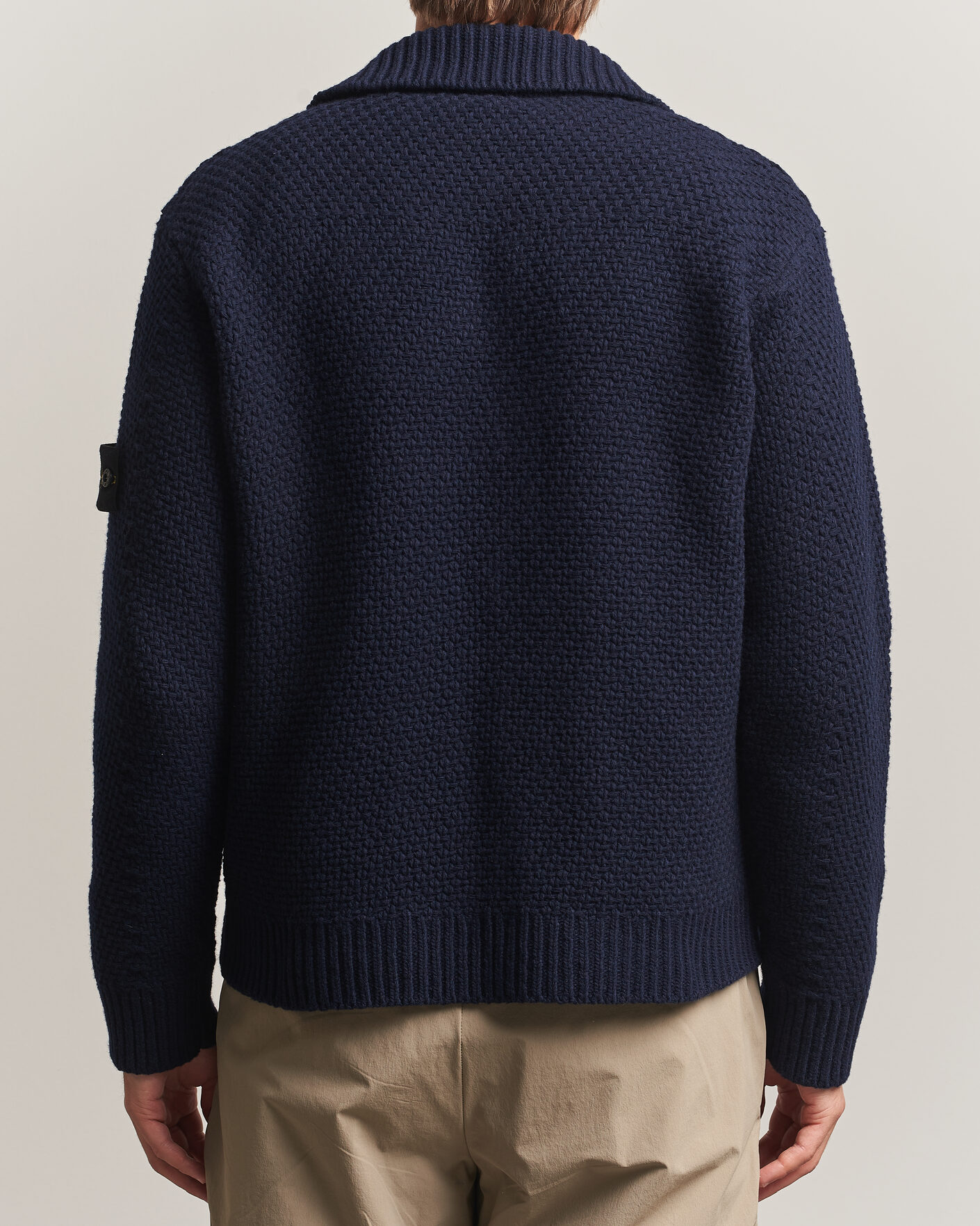 Herre | Trøjer | Stone Island | Basket Stitch Lambswool Cardigan Navy Blue