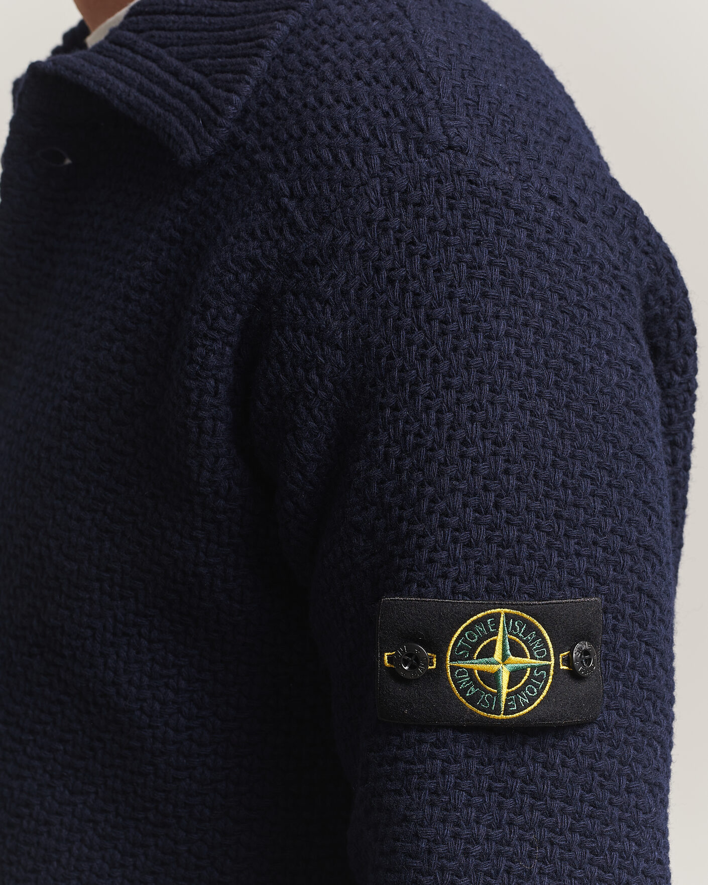 Herre | Trøjer | Stone Island | Basket Stitch Lambswool Cardigan Navy Blue