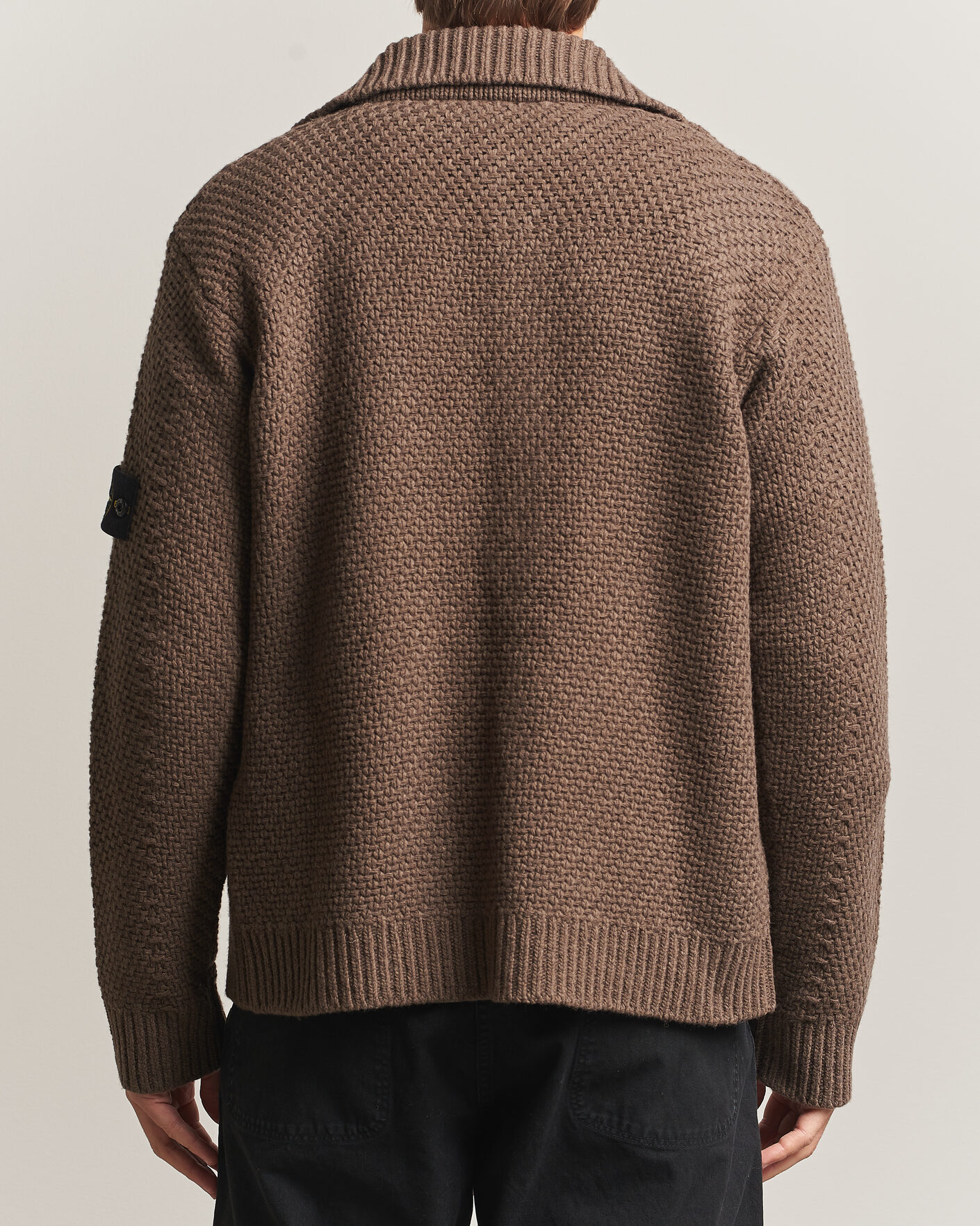 Herre | Trøjer | Stone Island | Basket Stitch Lambswool Cardigan Umber Melange