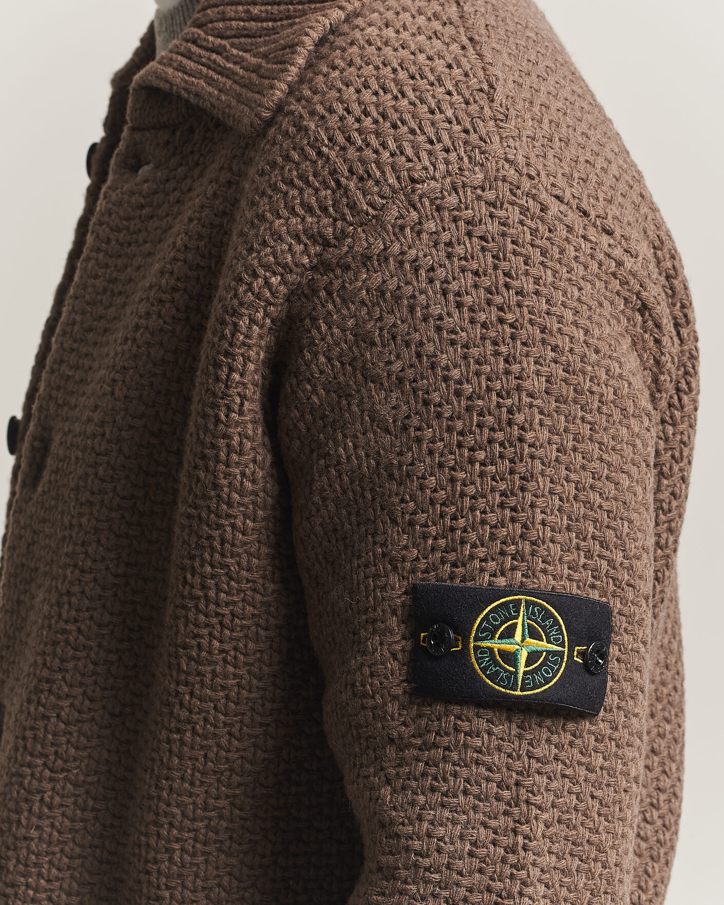 Herre | Trøjer | Stone Island | Basket Stitch Lambswool Cardigan Umber Melange
