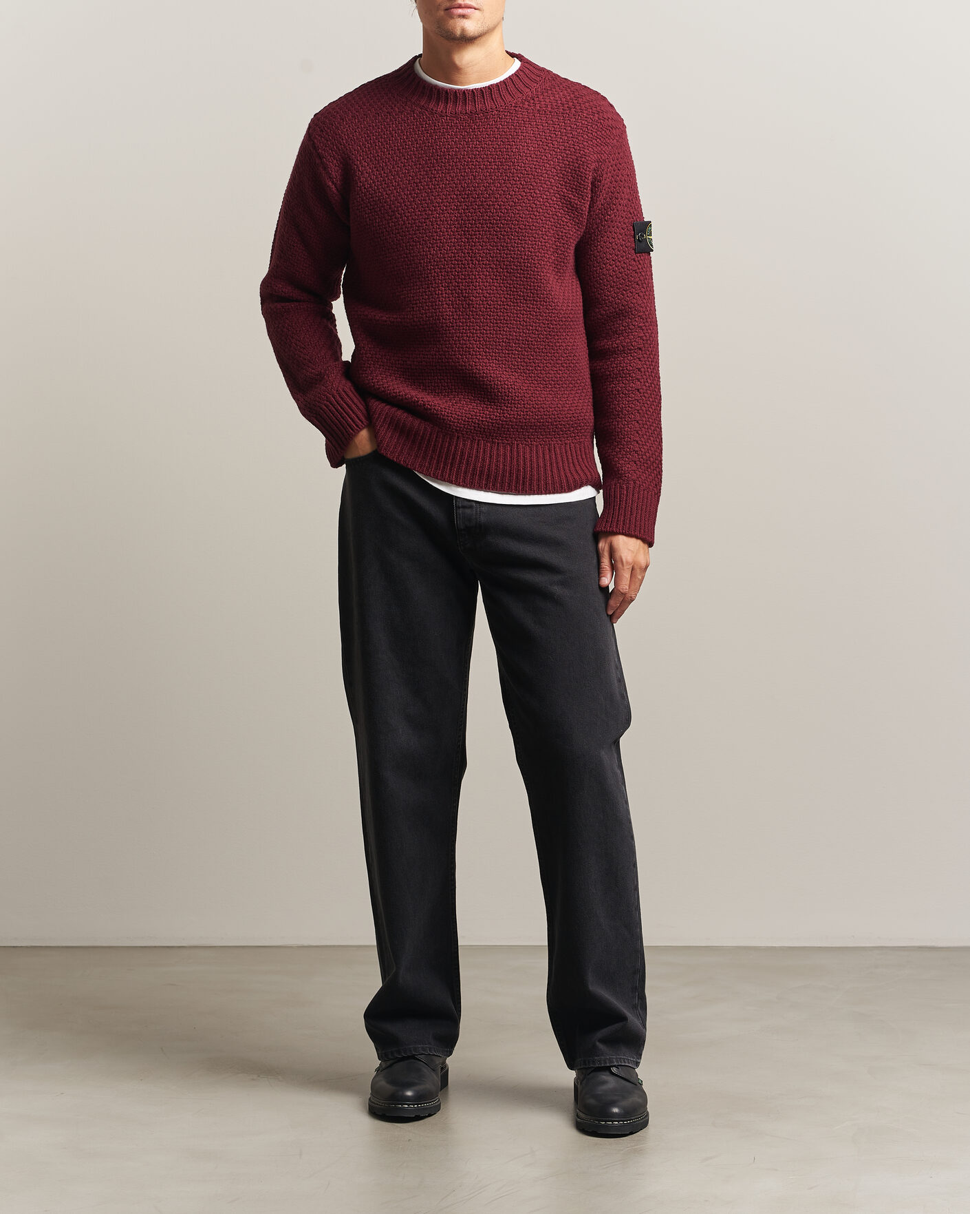 Herre | Trøjer | Stone Island | Basket Stitch Lambswool Crew Neck Amaranth