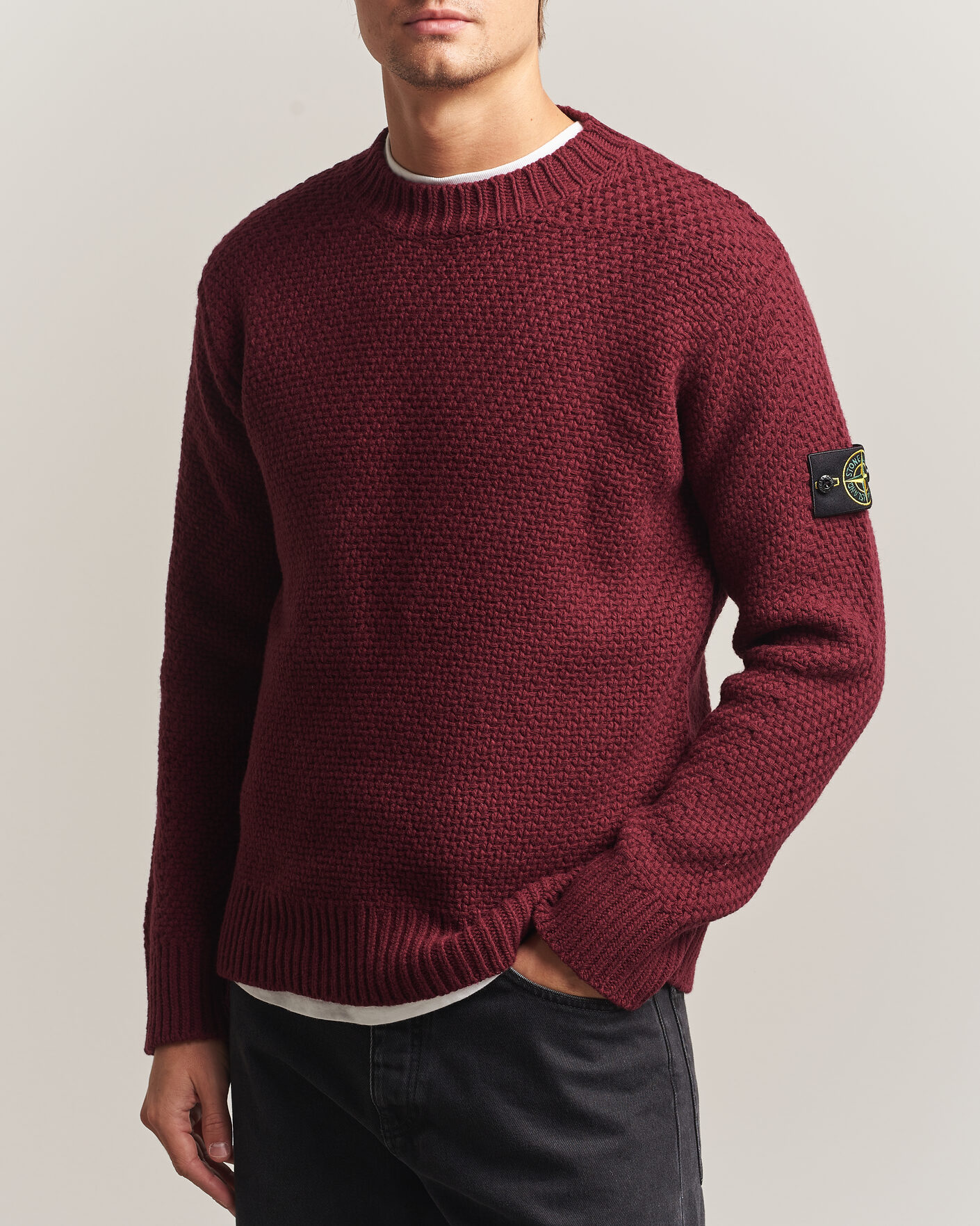 Herre | Trøjer | Stone Island | Basket Stitch Lambswool Crew Neck Amaranth