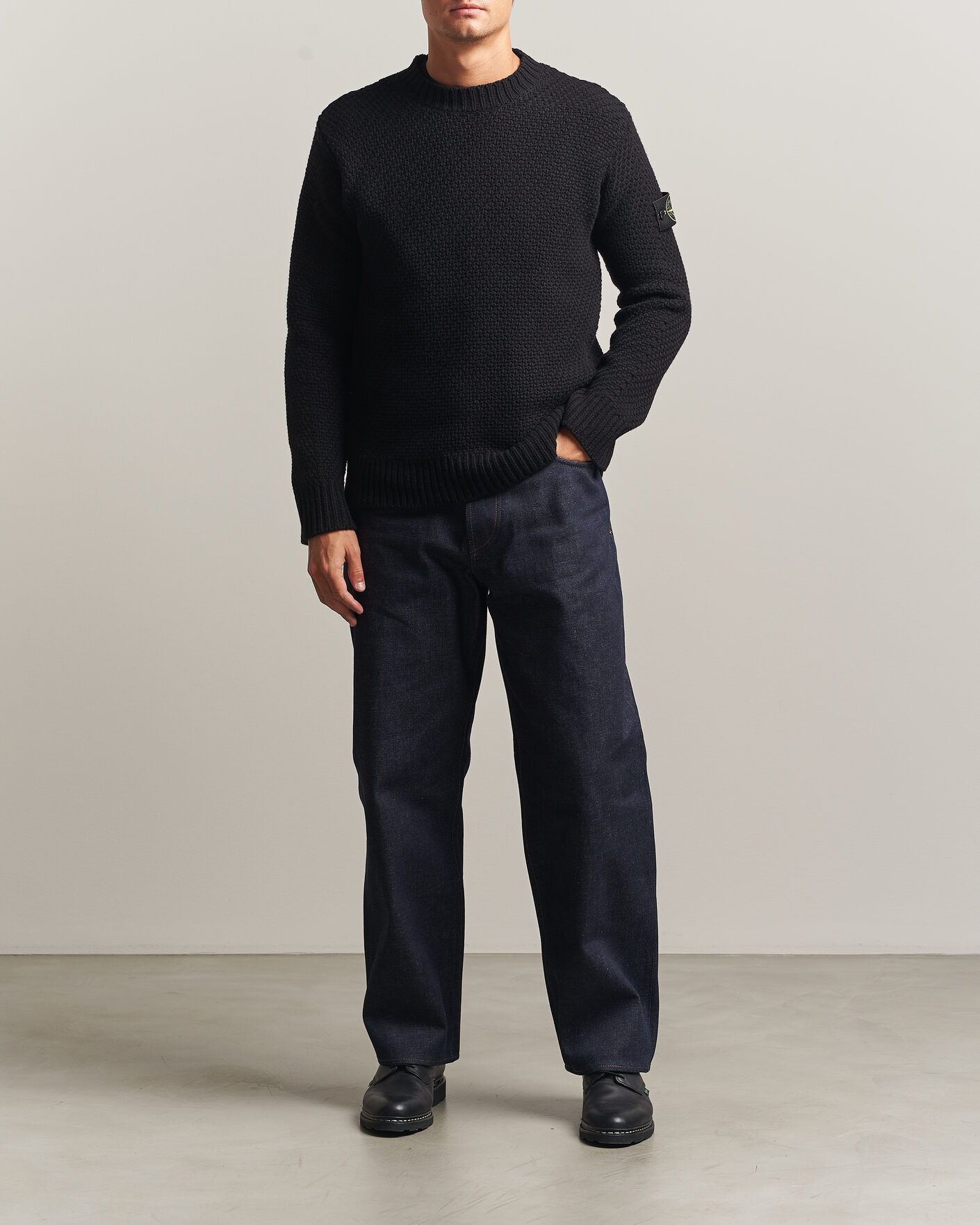 Herre | Trøjer | Stone Island | Basket Stitch Lambswool Crew Neck Black