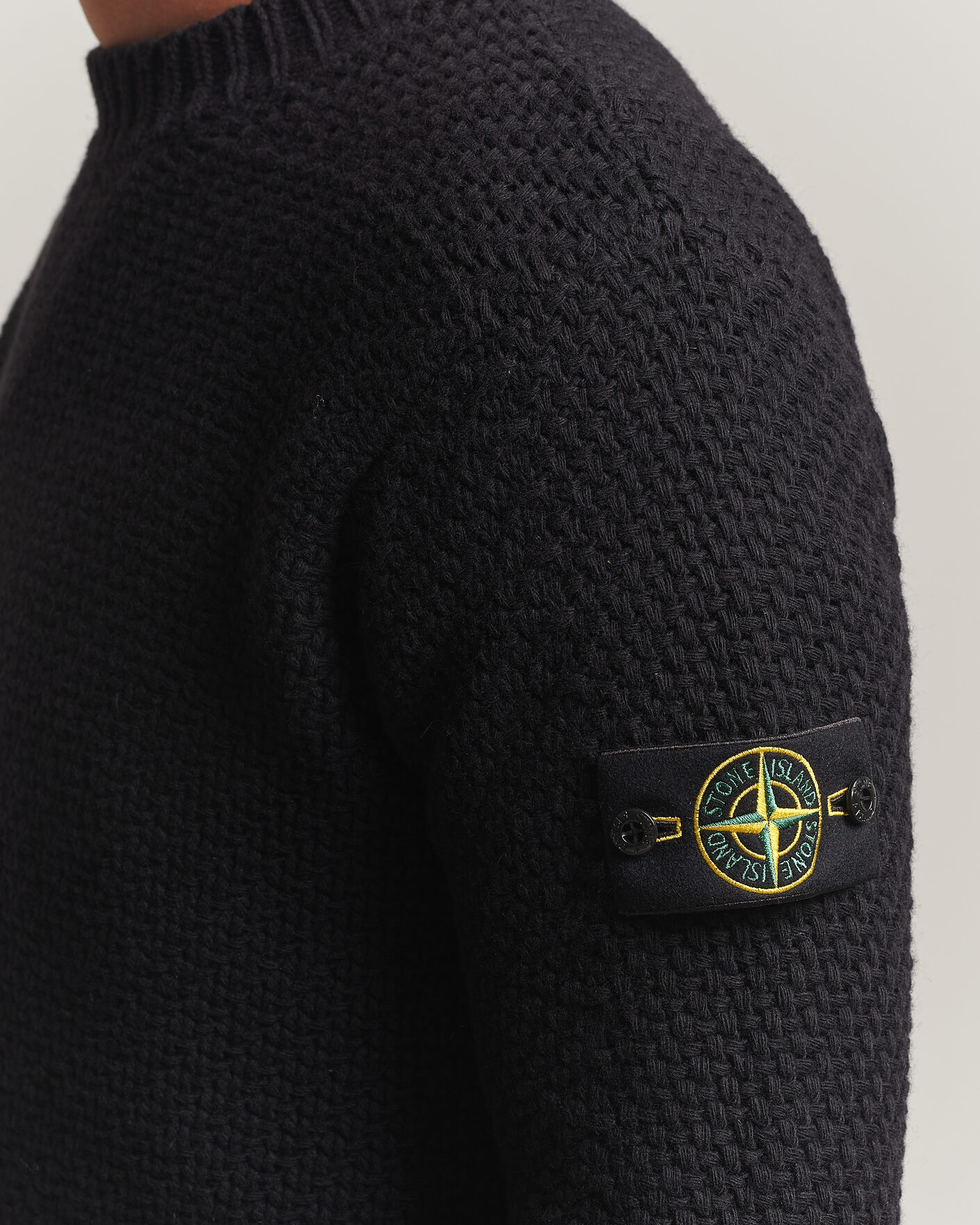 Herre | Trøjer | Stone Island | Basket Stitch Lambswool Crew Neck Black