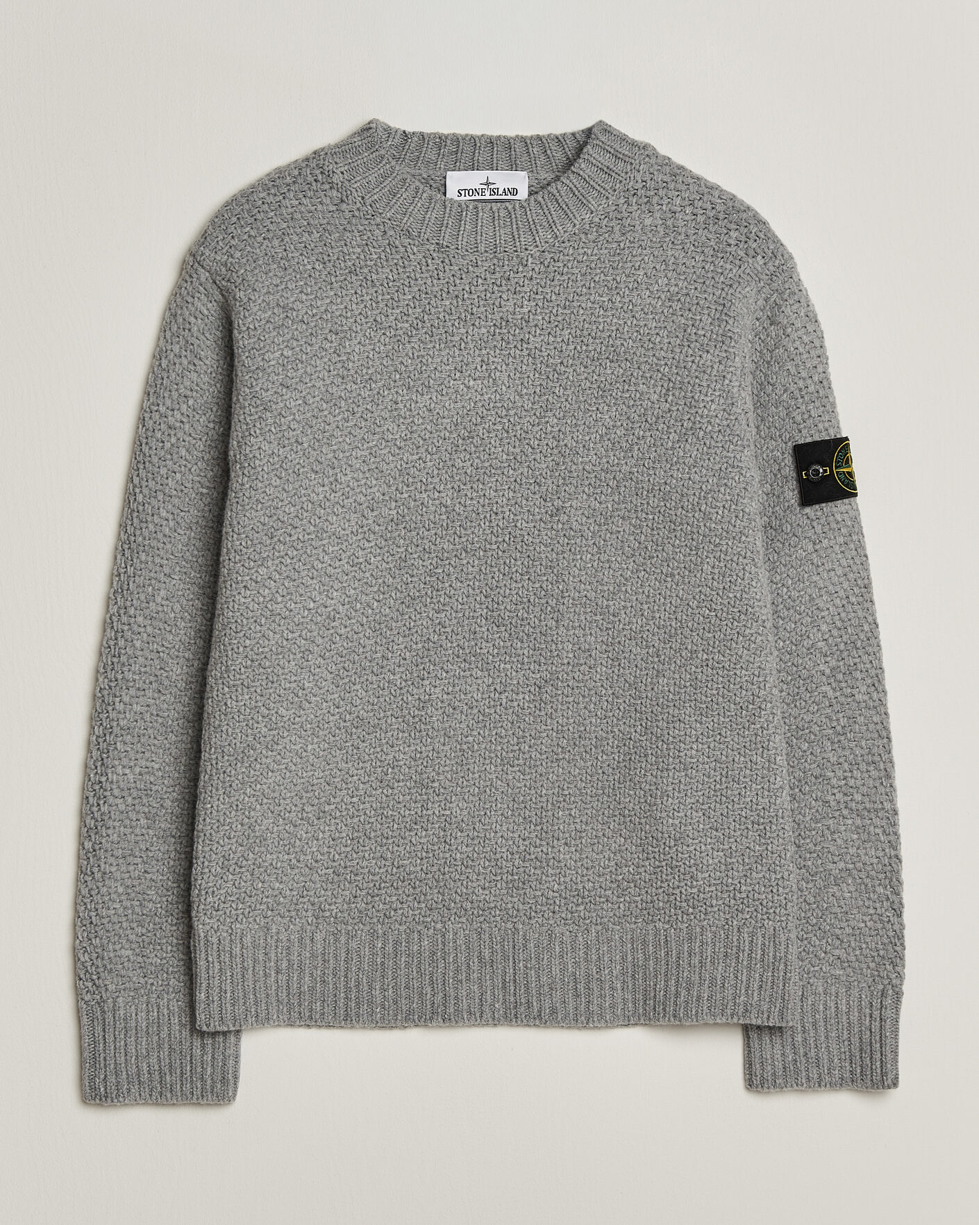 Herre | Trøjer | Stone Island | Basket Stitch Lambswool Crew Neck Grey Melange