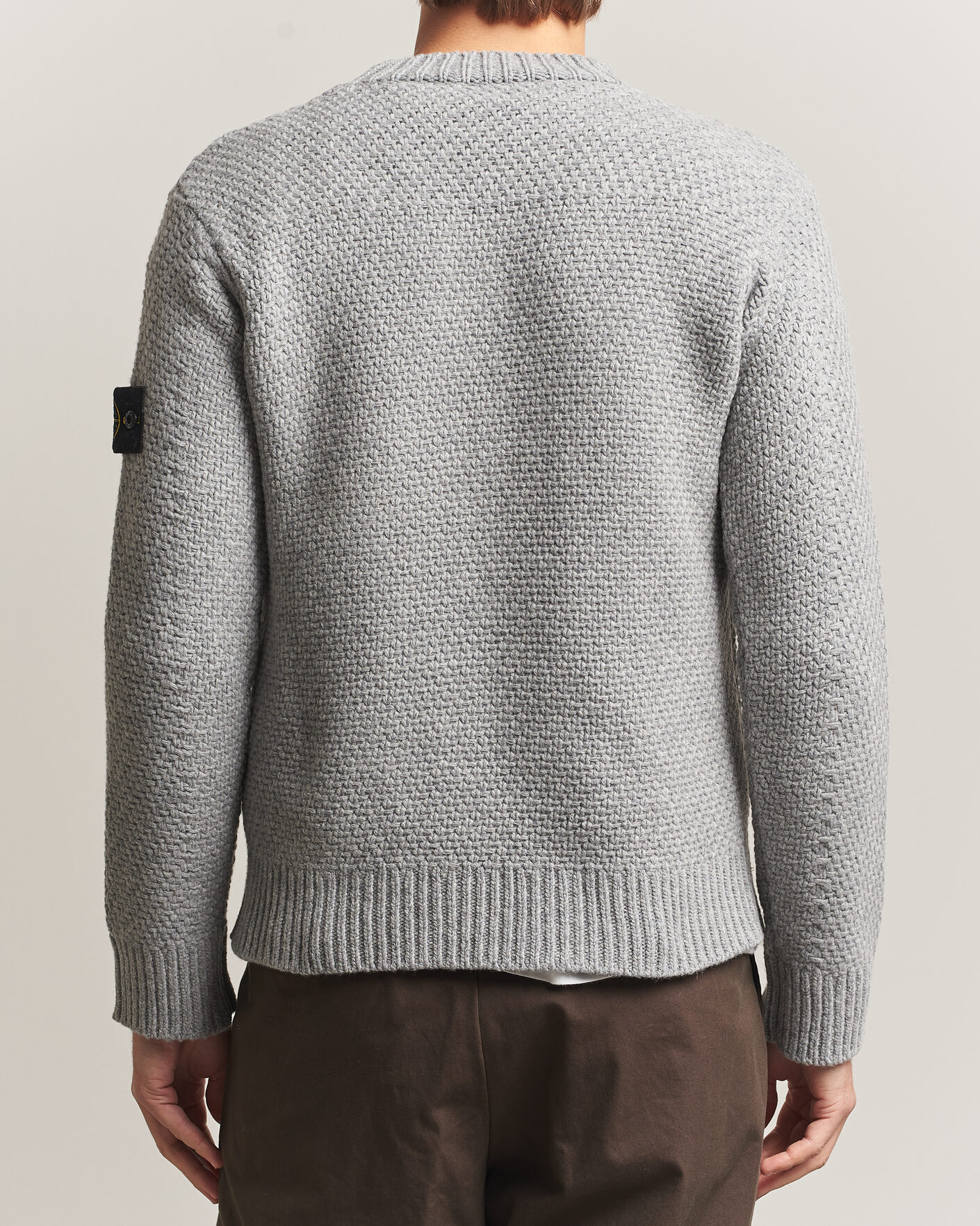 Herre | Trøjer | Stone Island | Basket Stitch Lambswool Crew Neck Grey Melange