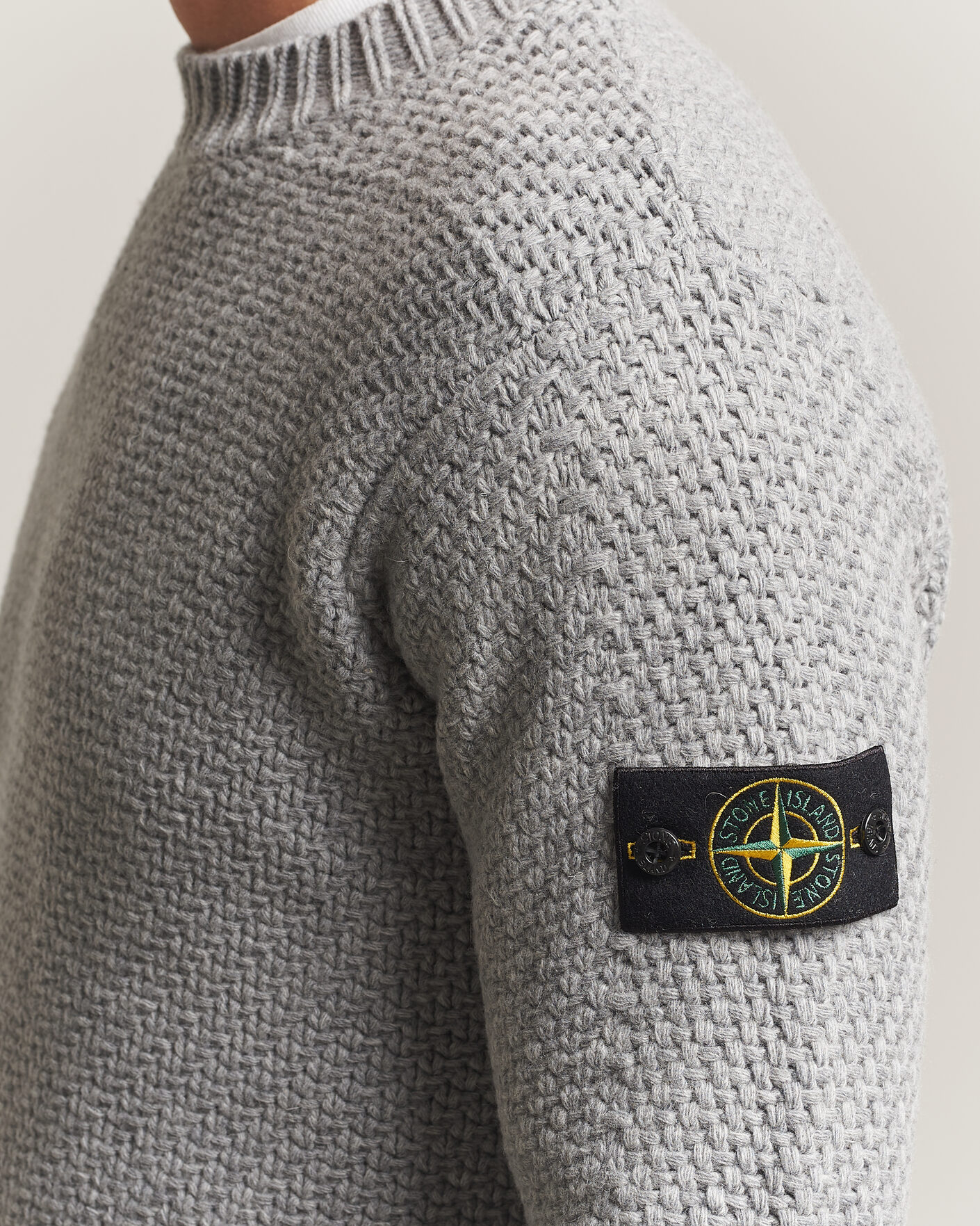 Herre | Trøjer | Stone Island | Basket Stitch Lambswool Crew Neck Grey Melange