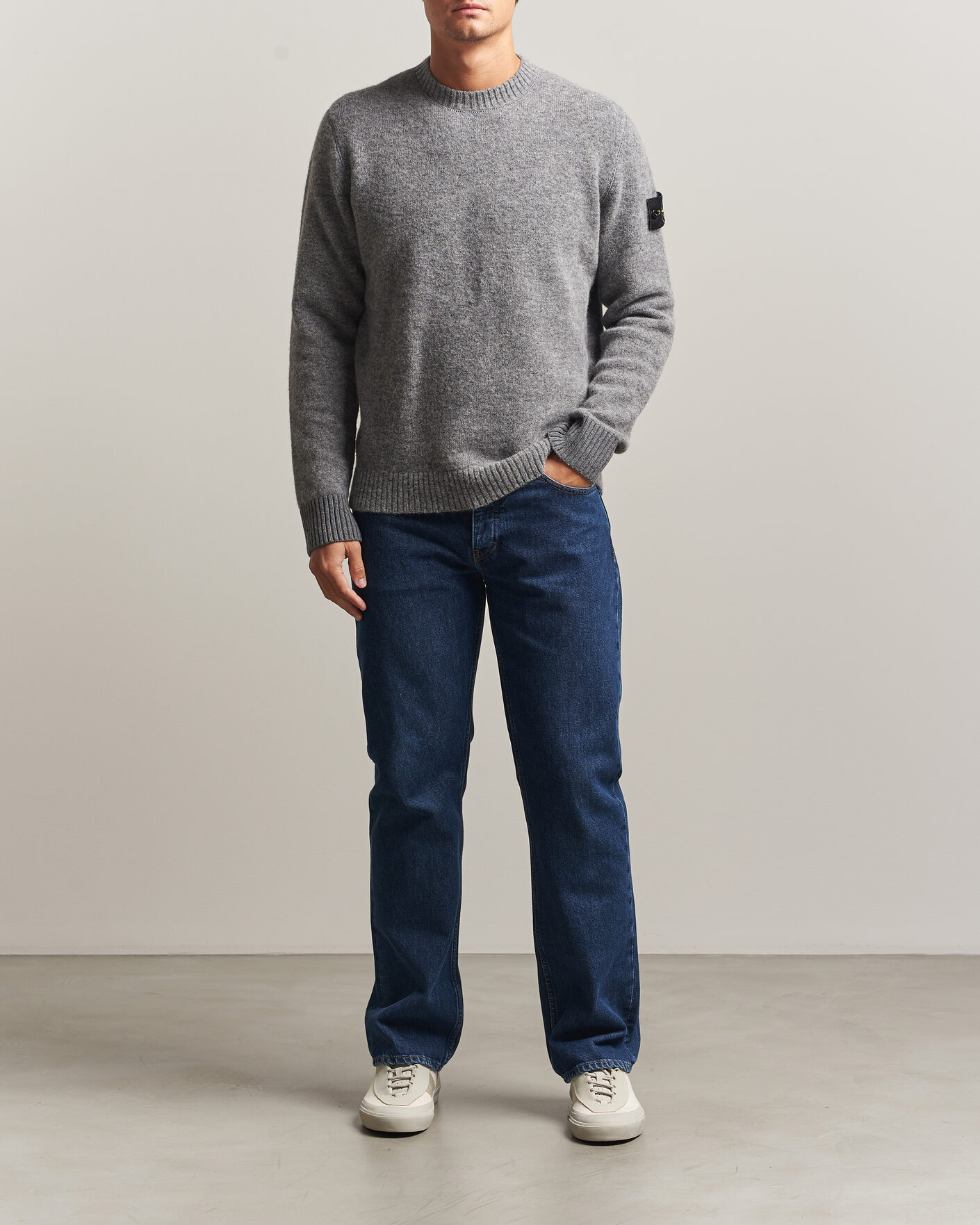 Herre | Trøjer | Stone Island | Baby Alpaca Blend Contrast Crew Grey Melange