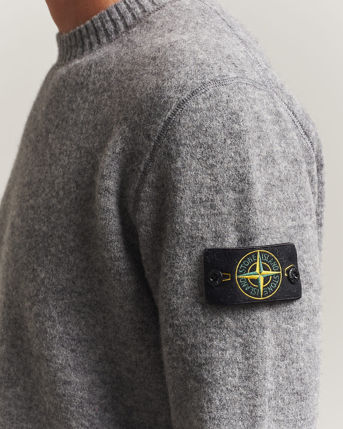 Herre | Trøjer | Stone Island | Baby Alpaca Blend Contrast Crew Grey Melange
